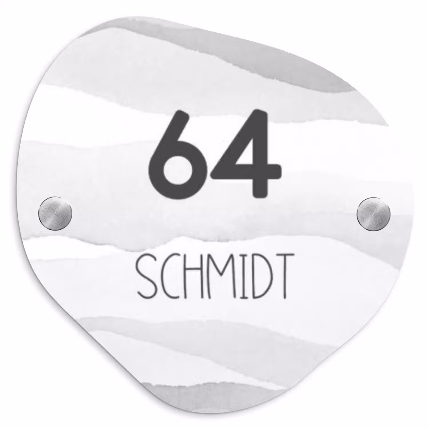 Aquarel - Grijs - Modern Naambord Organisch middel -3d