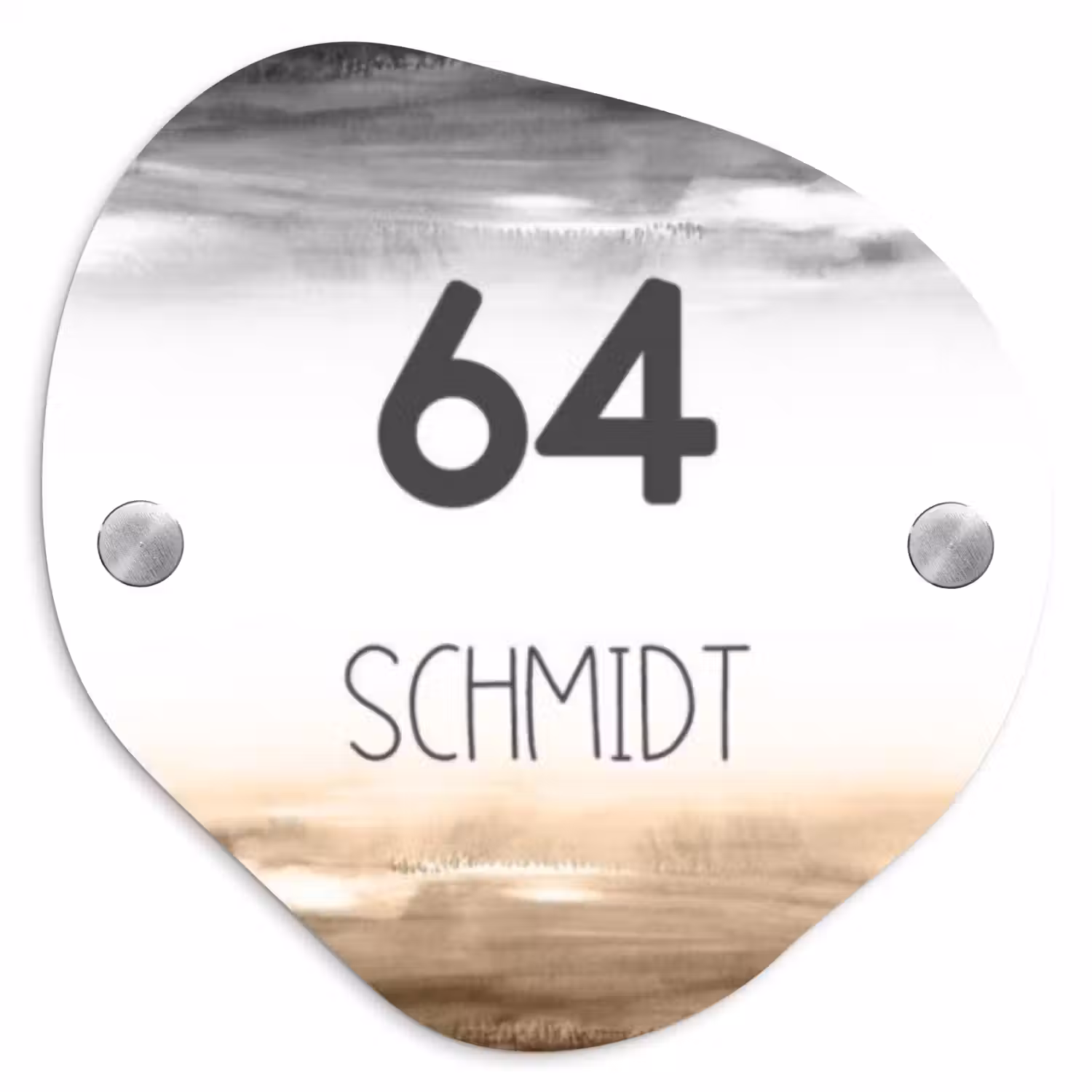 Aquarelachtergrond - Zwart beige - Modern Naambord Organisch middel -3d