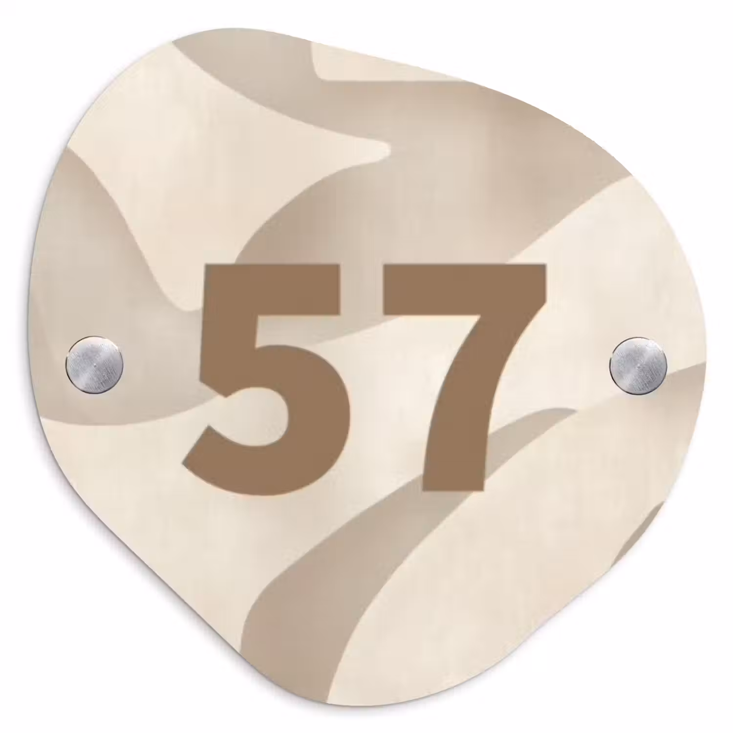 Beige organisch - Traditioneel Naambord Organisch middel -3d