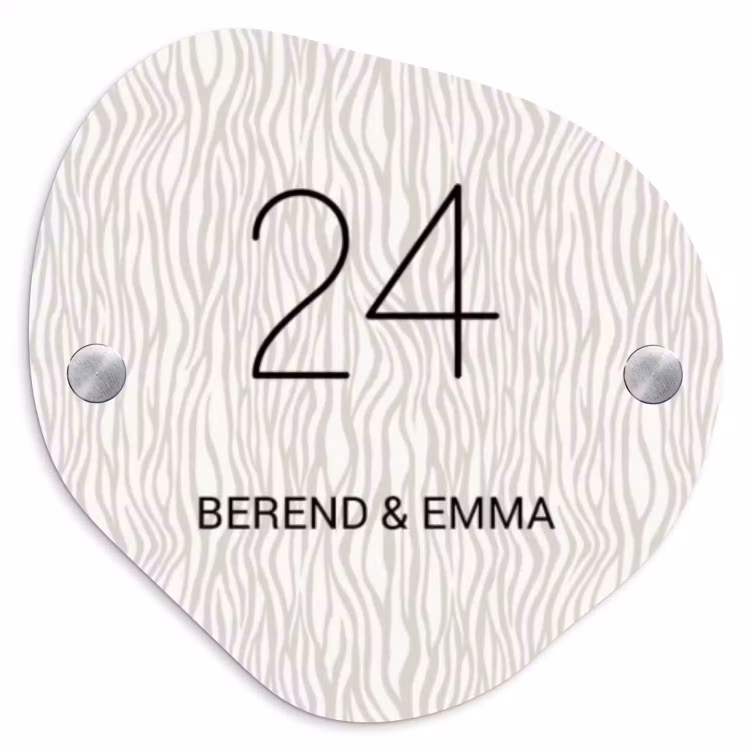 Beige golvende strepen - Klassiek Naambord Organisch middel -3d