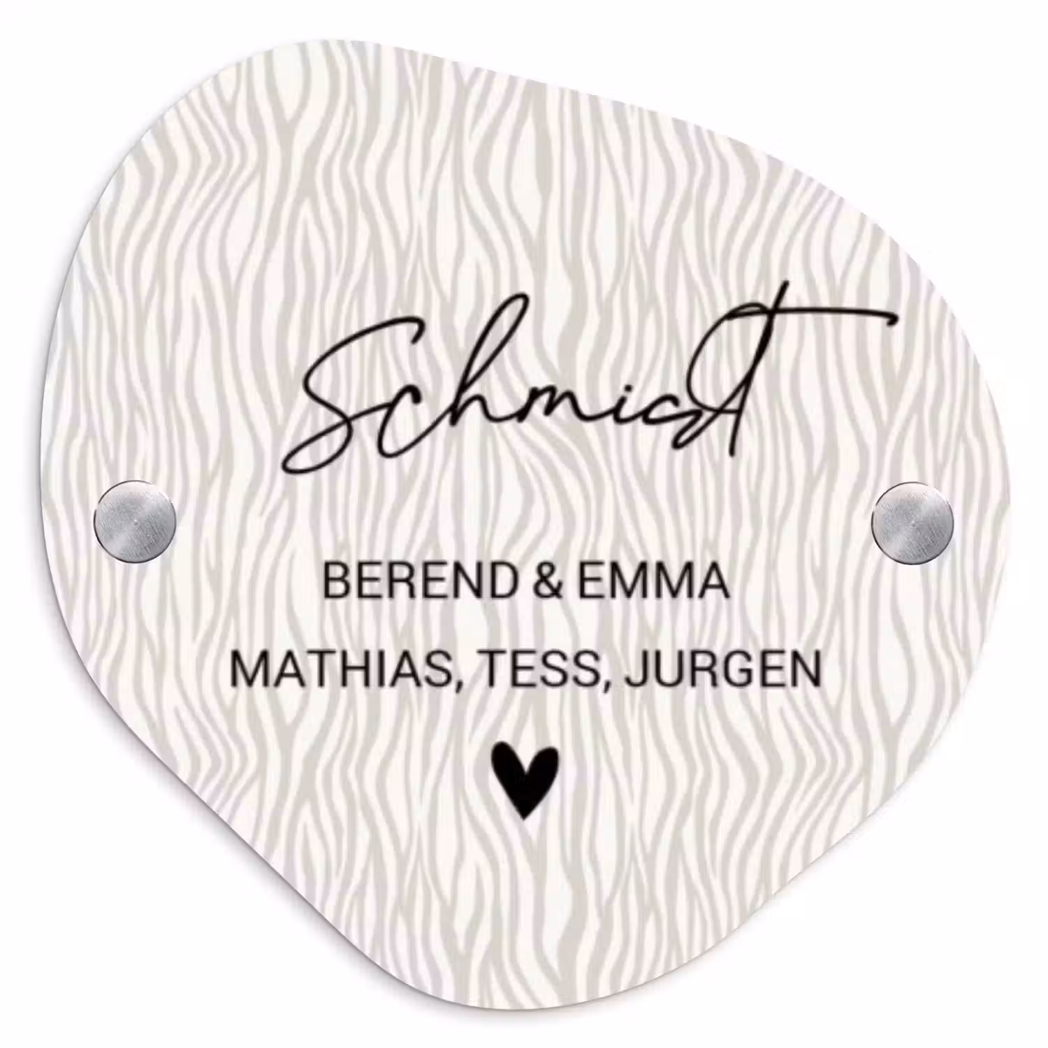 Beige golvende strepen - Sierlijk Naambord Organisch middel -3d