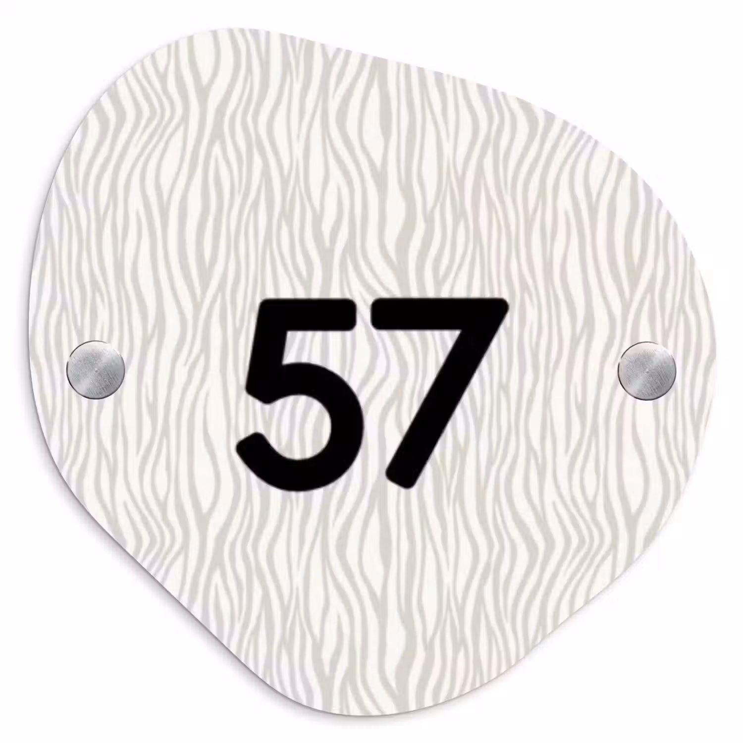 Beige golvende strepen - Traditioneel Naambord Organisch middel -3d
