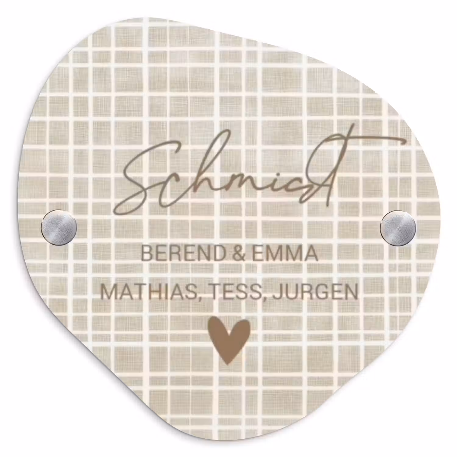 Beige raster - Sierlijk Naambord Organisch middel -3d
