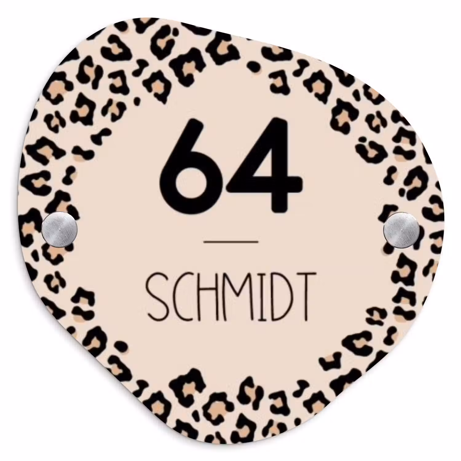 Beige luipaardprint - Modern Naambord Organisch middel -3d