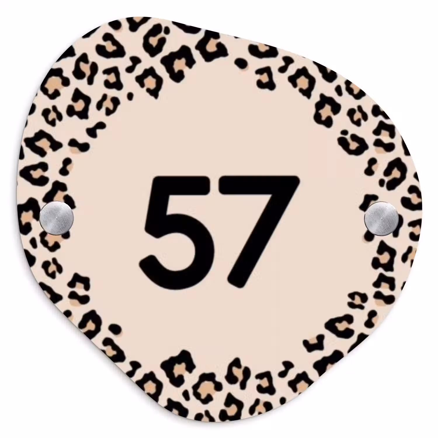 Beige luipaardprint - Traditioneel Naambord Organisch middel -3d
