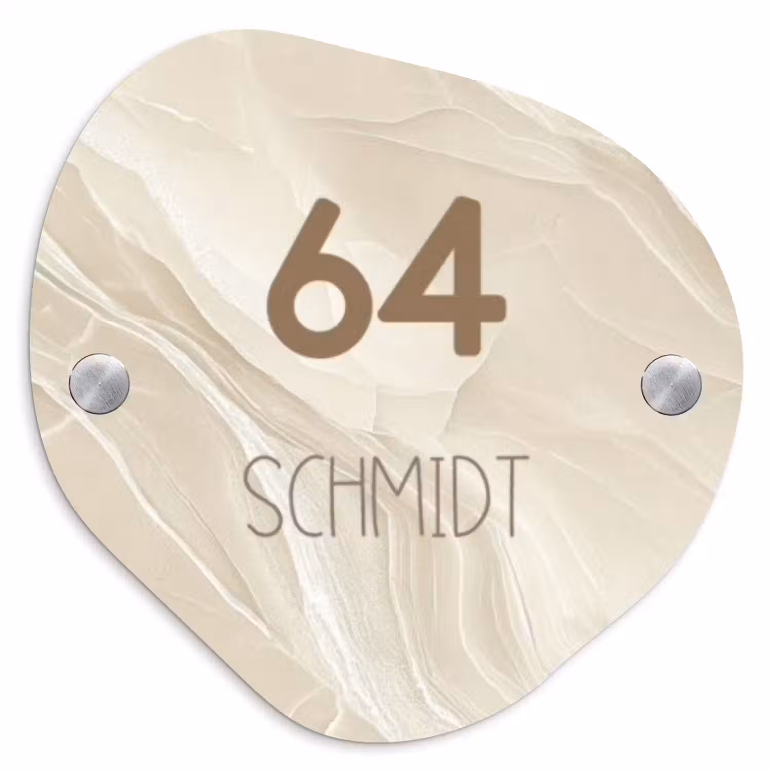 Beige - Marmer - Modern Naambord Organisch middel -3d