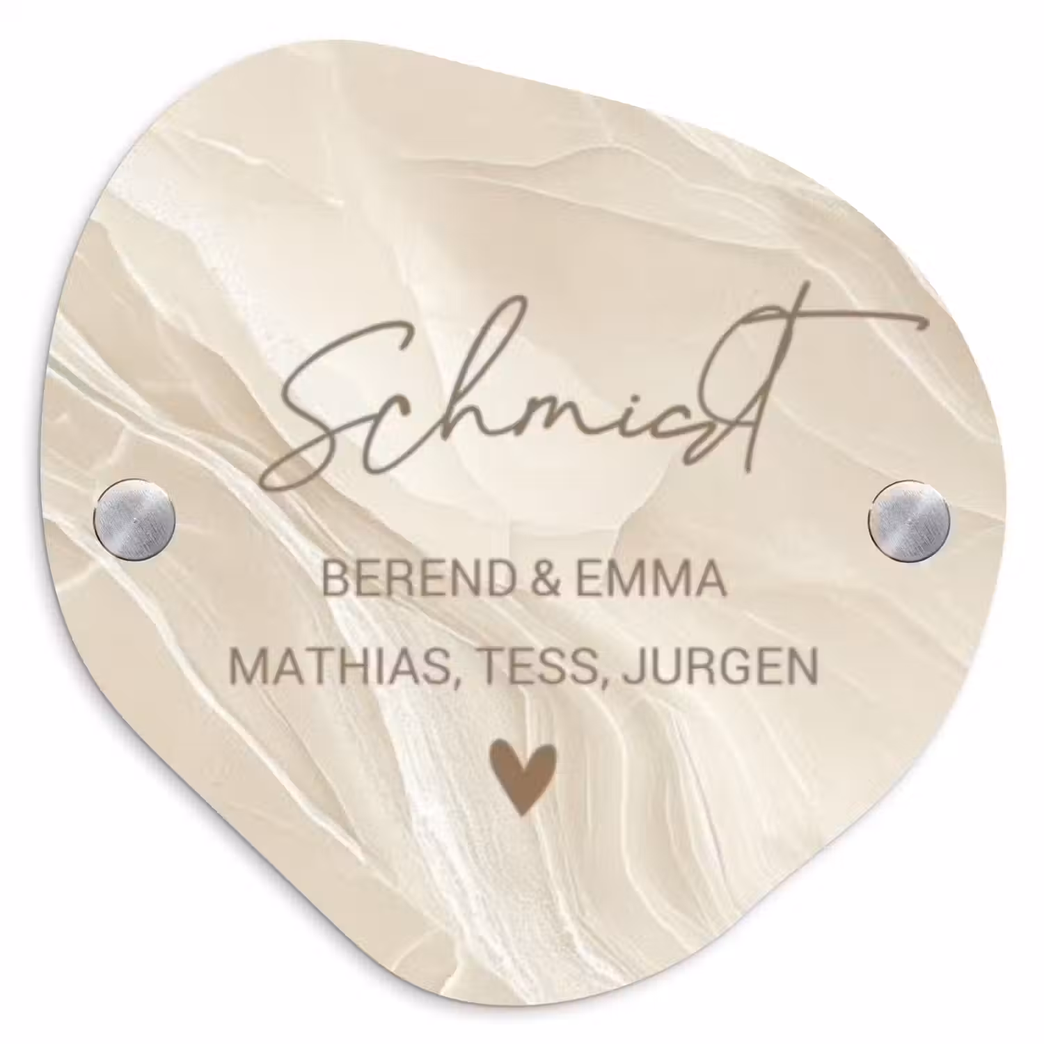 Beige - Marmer - Sierlijk Naambord Organisch middel -3d