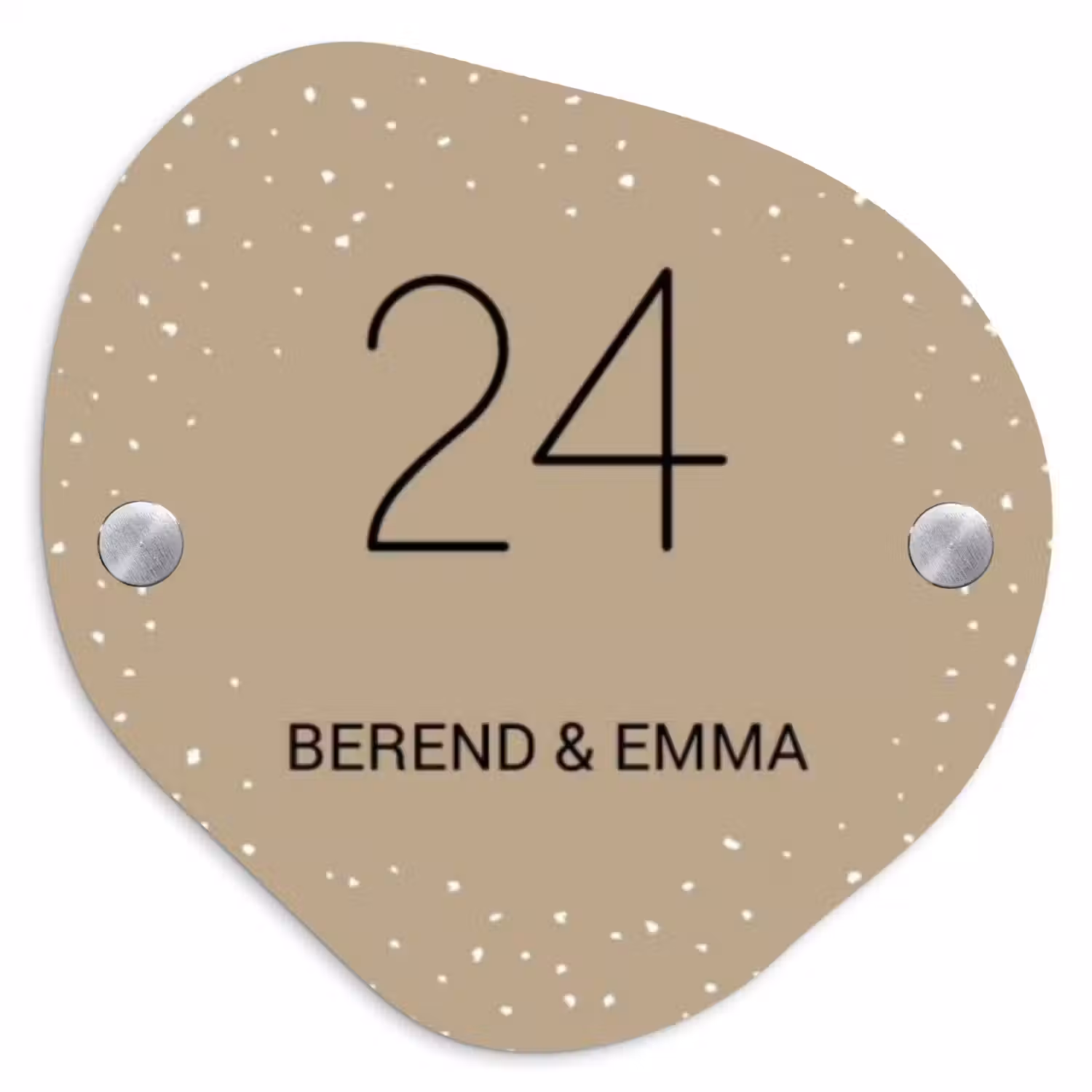 Beige met stippen - Klassiek Naambord Organisch middel -3d