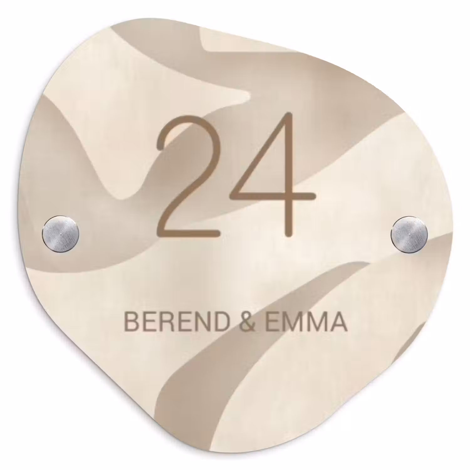 Beige organisch - Klassiek Naambord Organisch middel -3d
