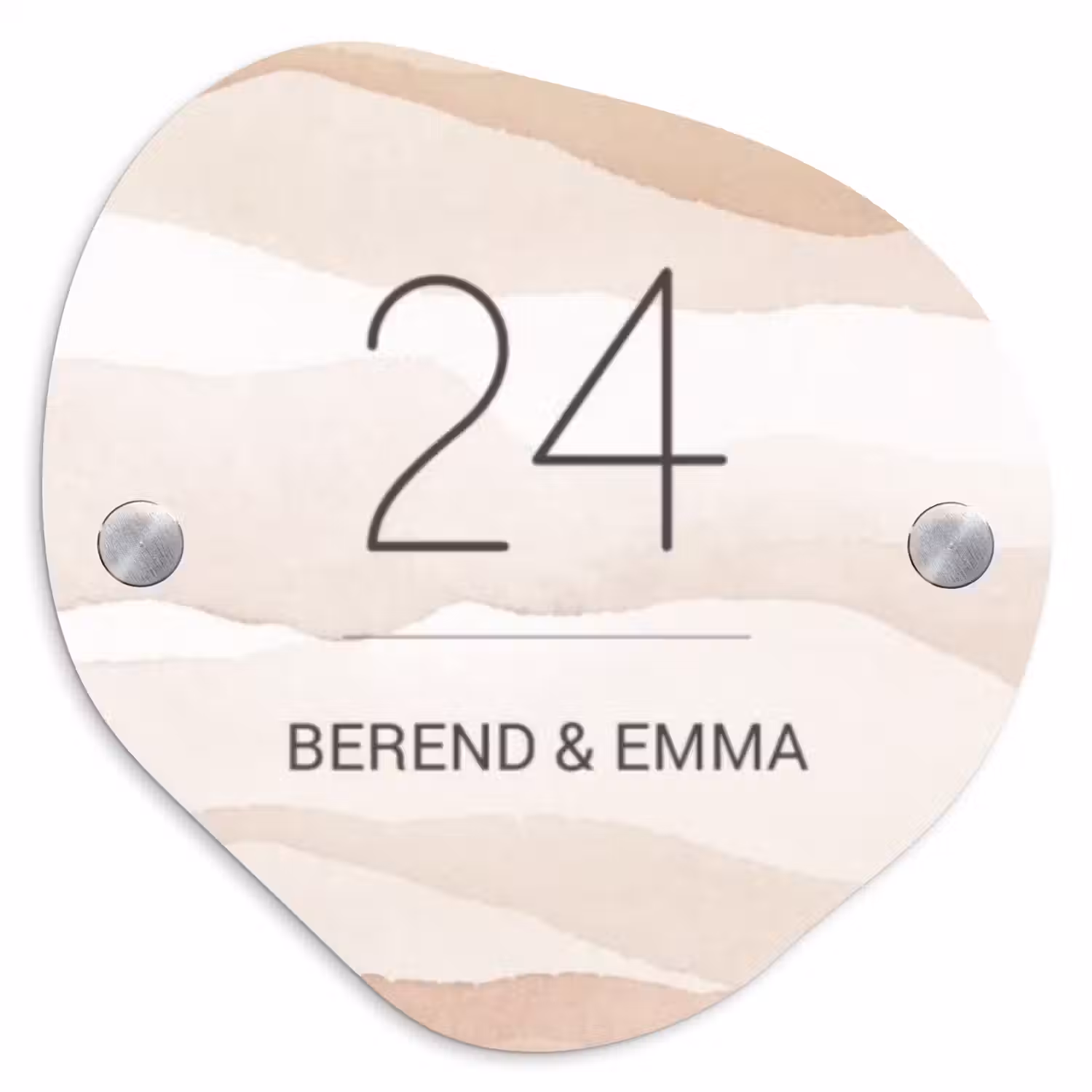 Beige lagen - Klassiek Naambord Organisch middel -3d