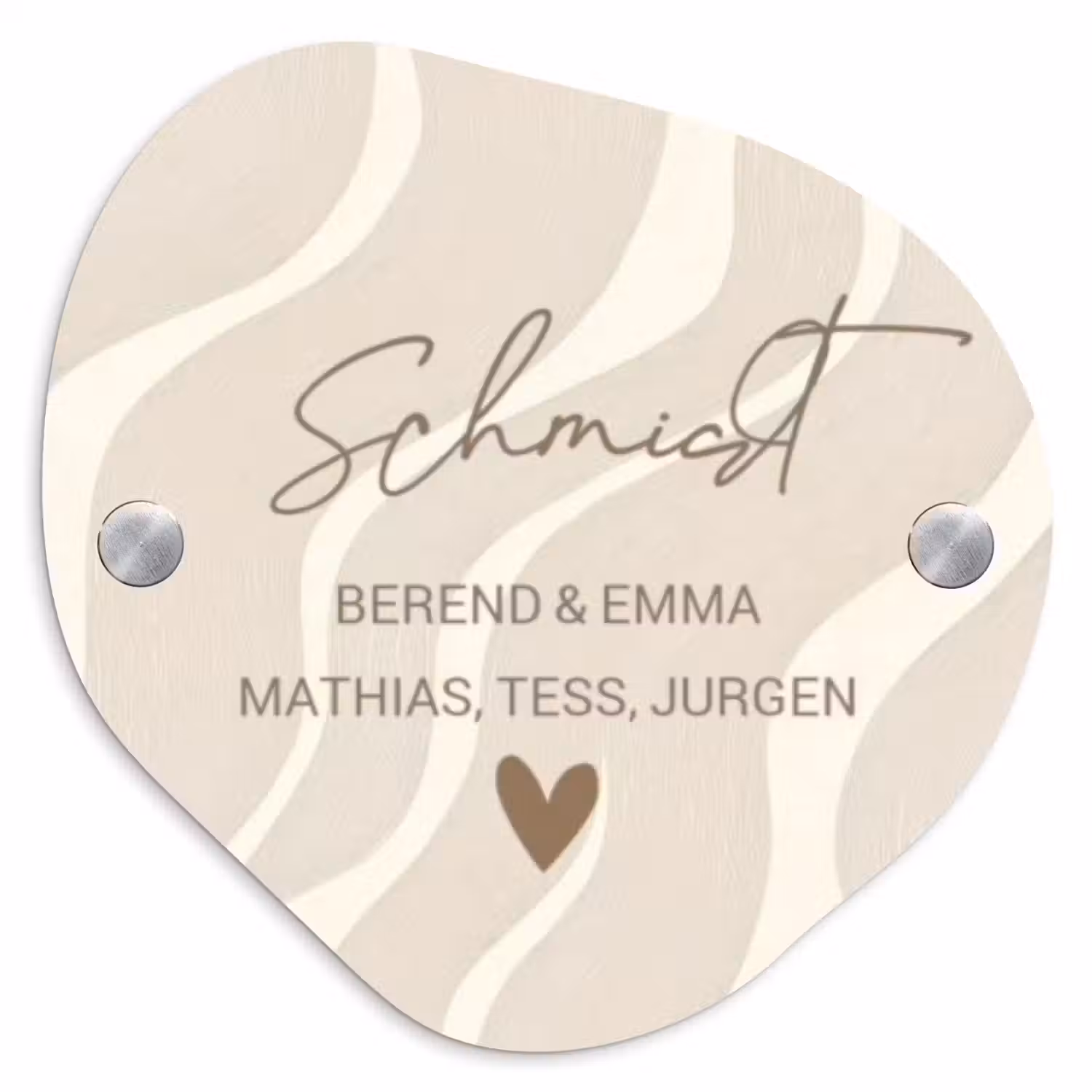 Beige golven - Sierlijk Naambord Organisch middel -3d