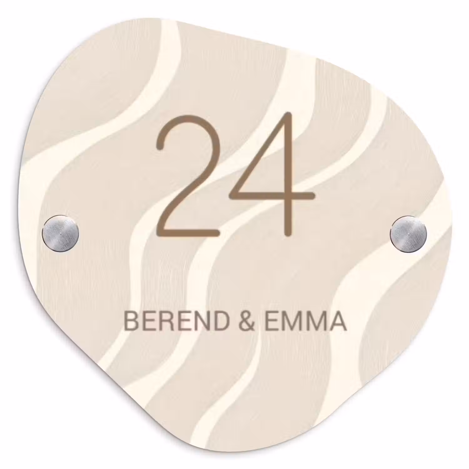 Beige golven - Klassiek Naambord Organisch middel -3d