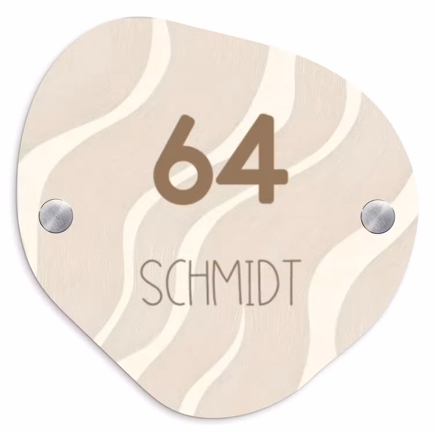 Beige golven - Modern Naambord Organisch middel -3d