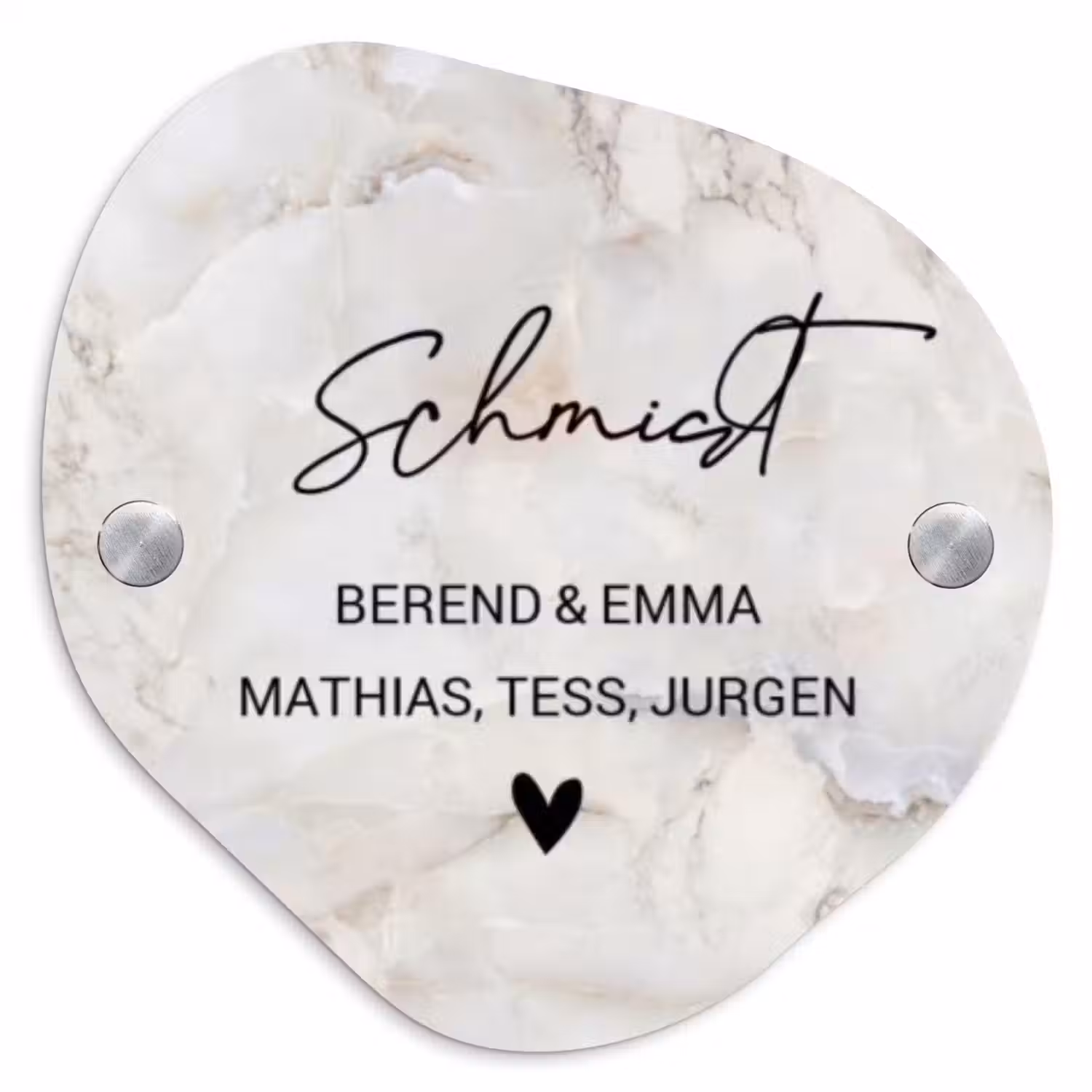Beige marmer - Sierlijk Naambord Organisch middel -3d