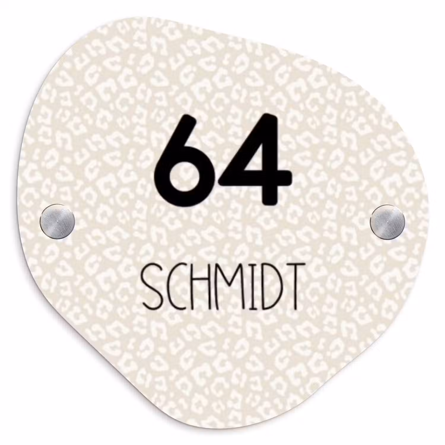 Beige panterprint - Modern Naambord Organisch middel -3d