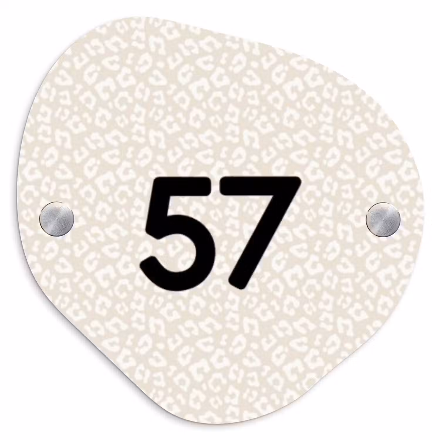 Beige panterprint - Traditioneel Naambord Organisch middel -3d