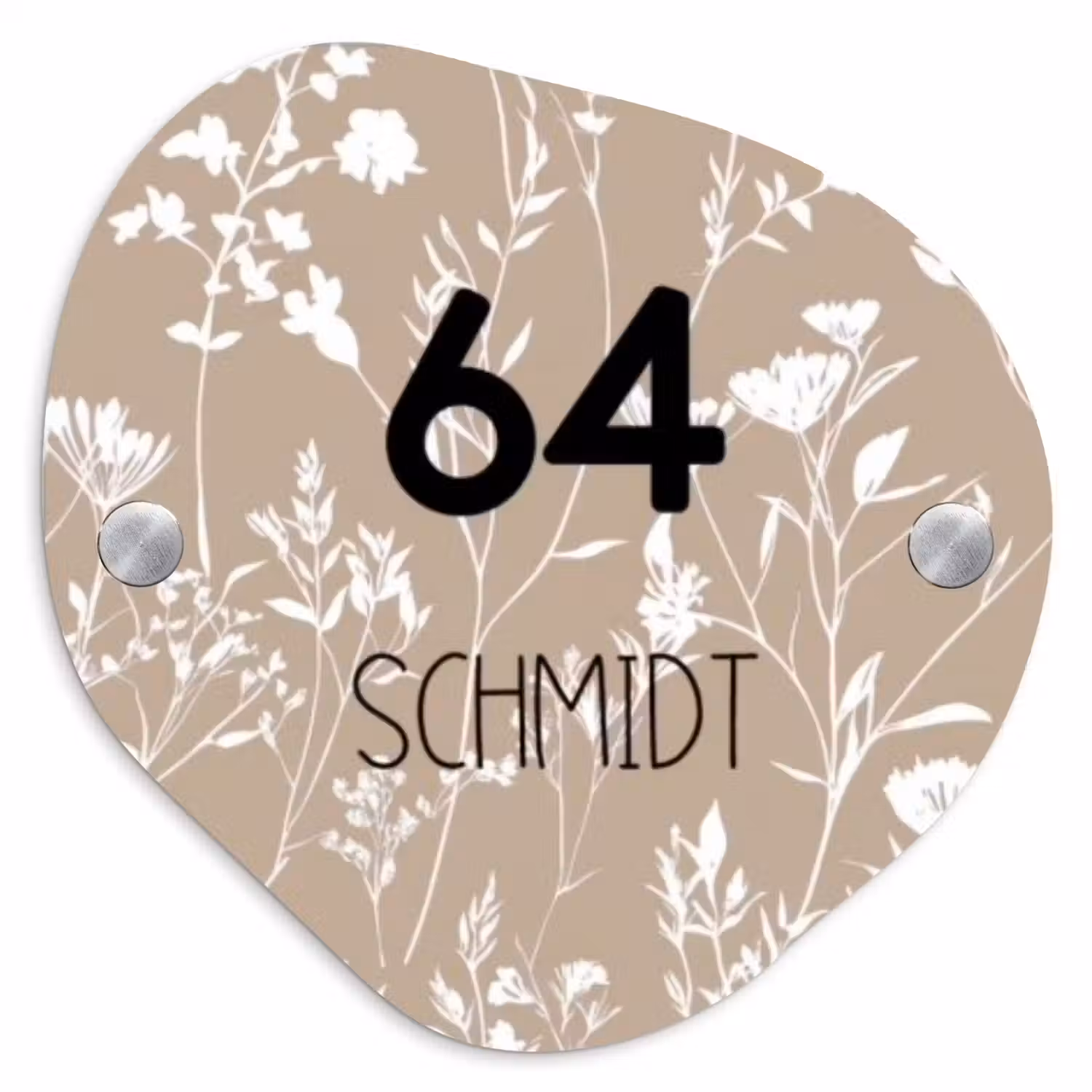 Beiges Blumenmuster - Modern Naambord Organisch middel -3d
