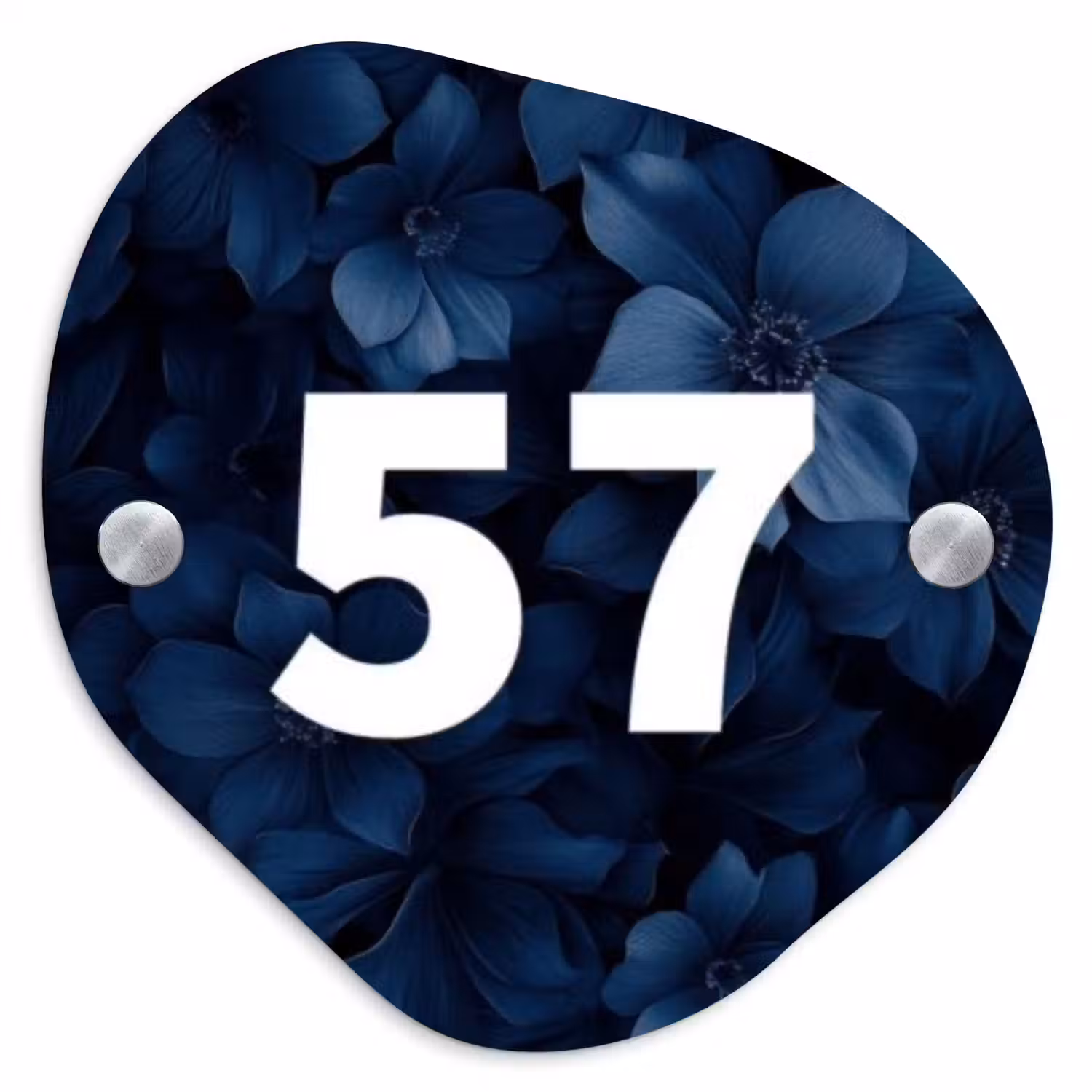 Blauwe bloemen - Traditioneel Naambord Organisch middel -3d