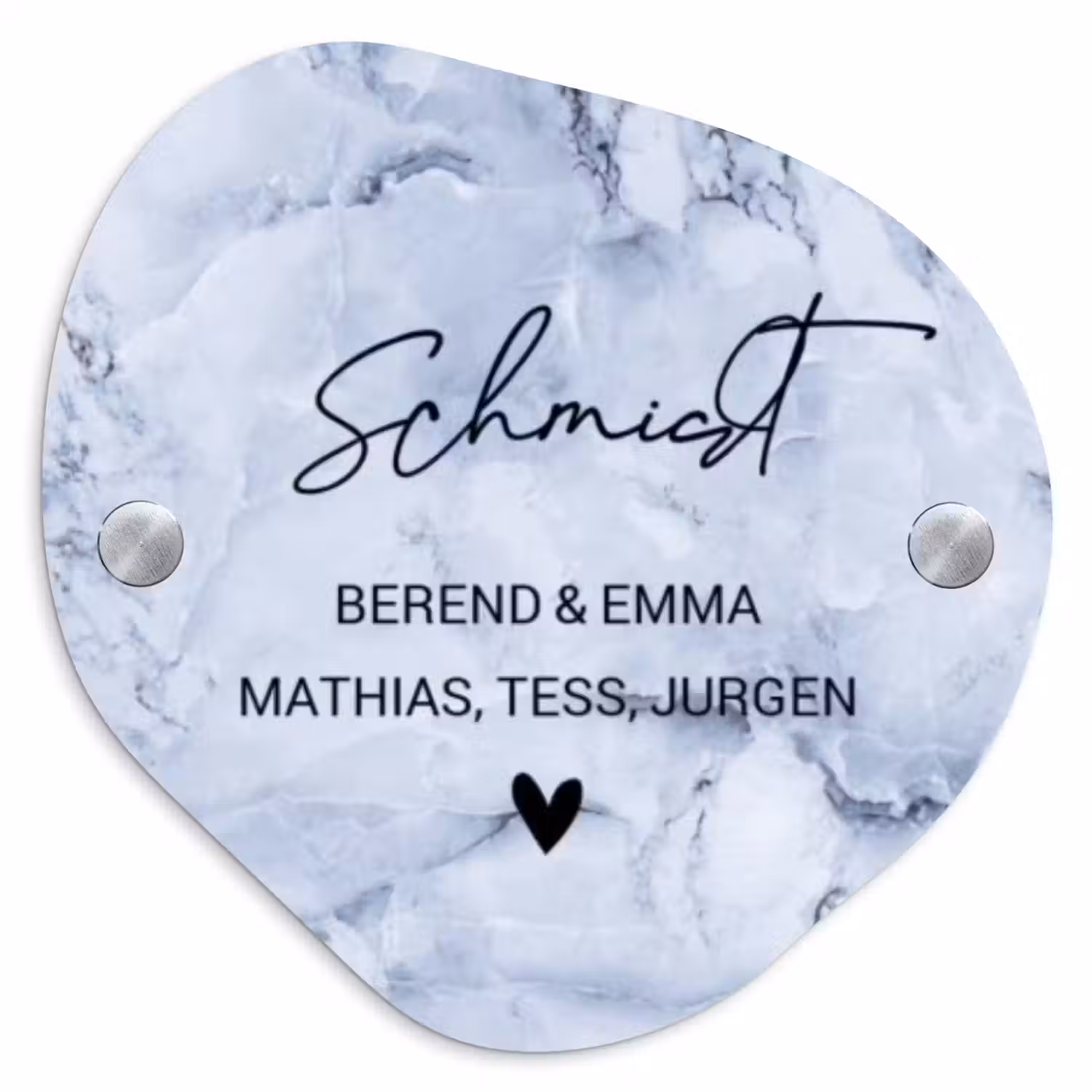Blauw marmer - Sierlijk Naambord Organisch middel -3d