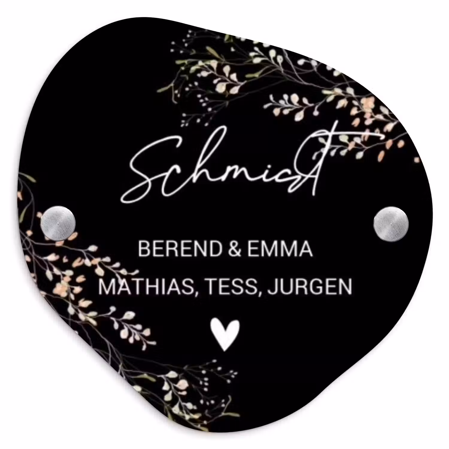 Botanisch - Zwart - Sierlijk Naambord Organisch middel -3d