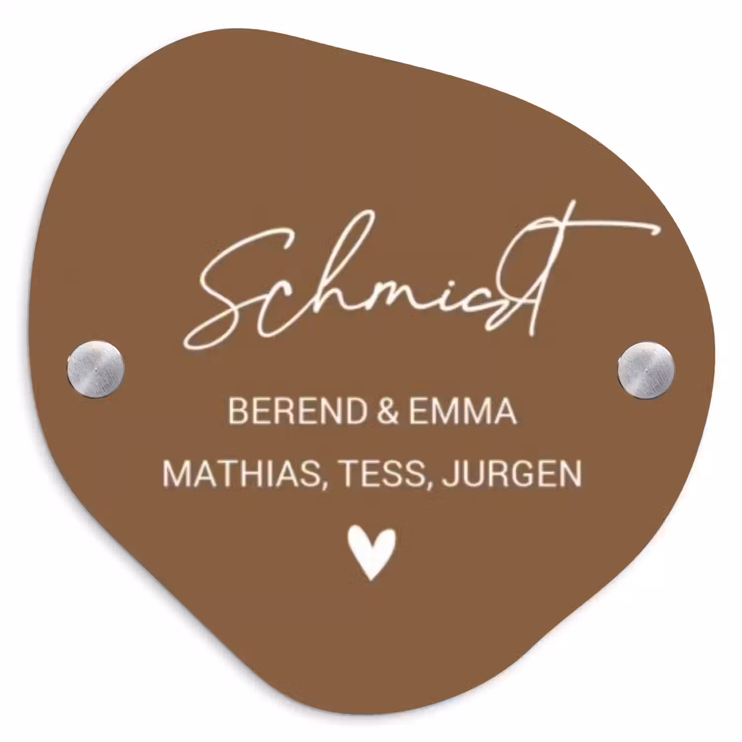 Bruin - Sierlijk Naambord Organisch middel -3d