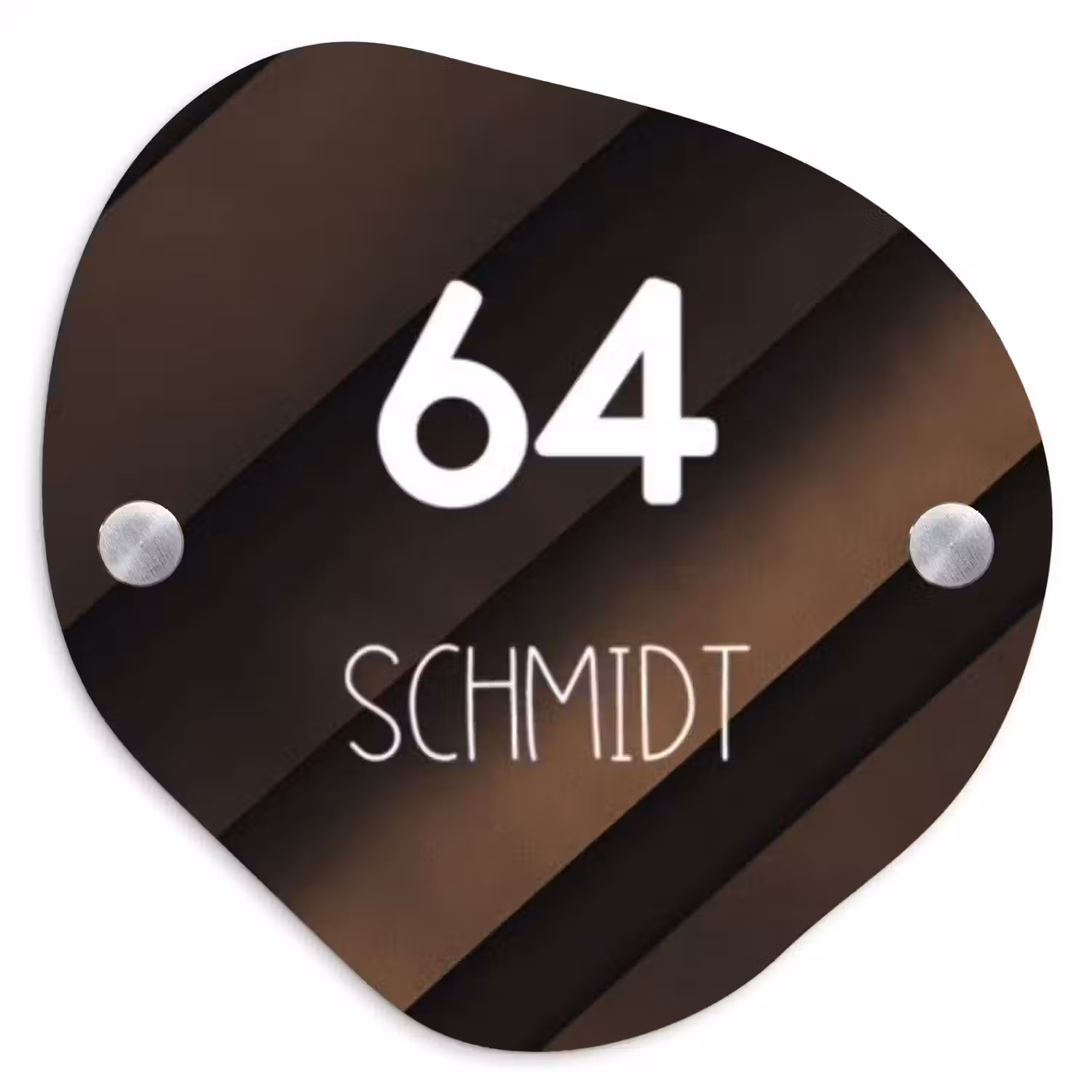 Bruine diagonale banen - Modern Naambord Organisch middel -3d