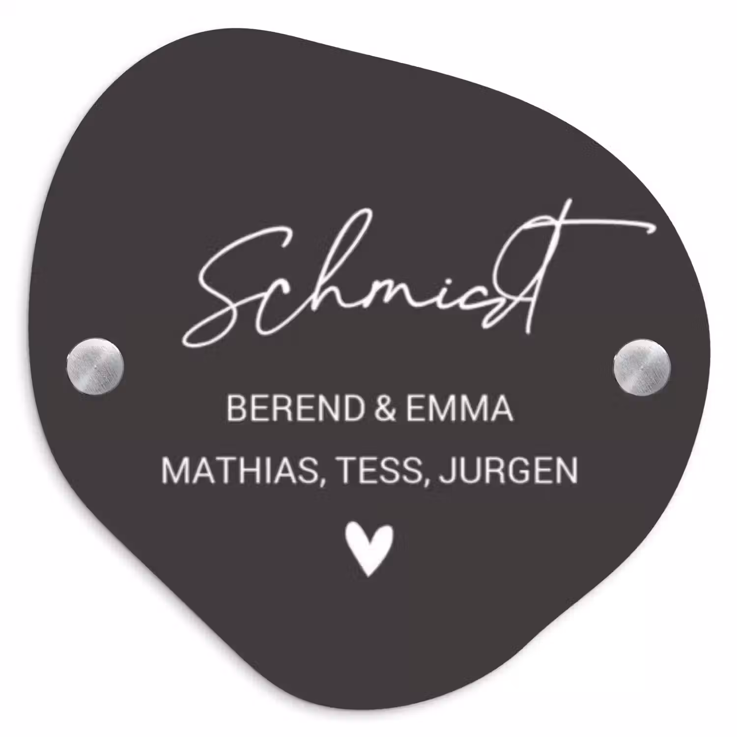 Donkergrijs - Sierlijk Naambord Organisch middel -3d
