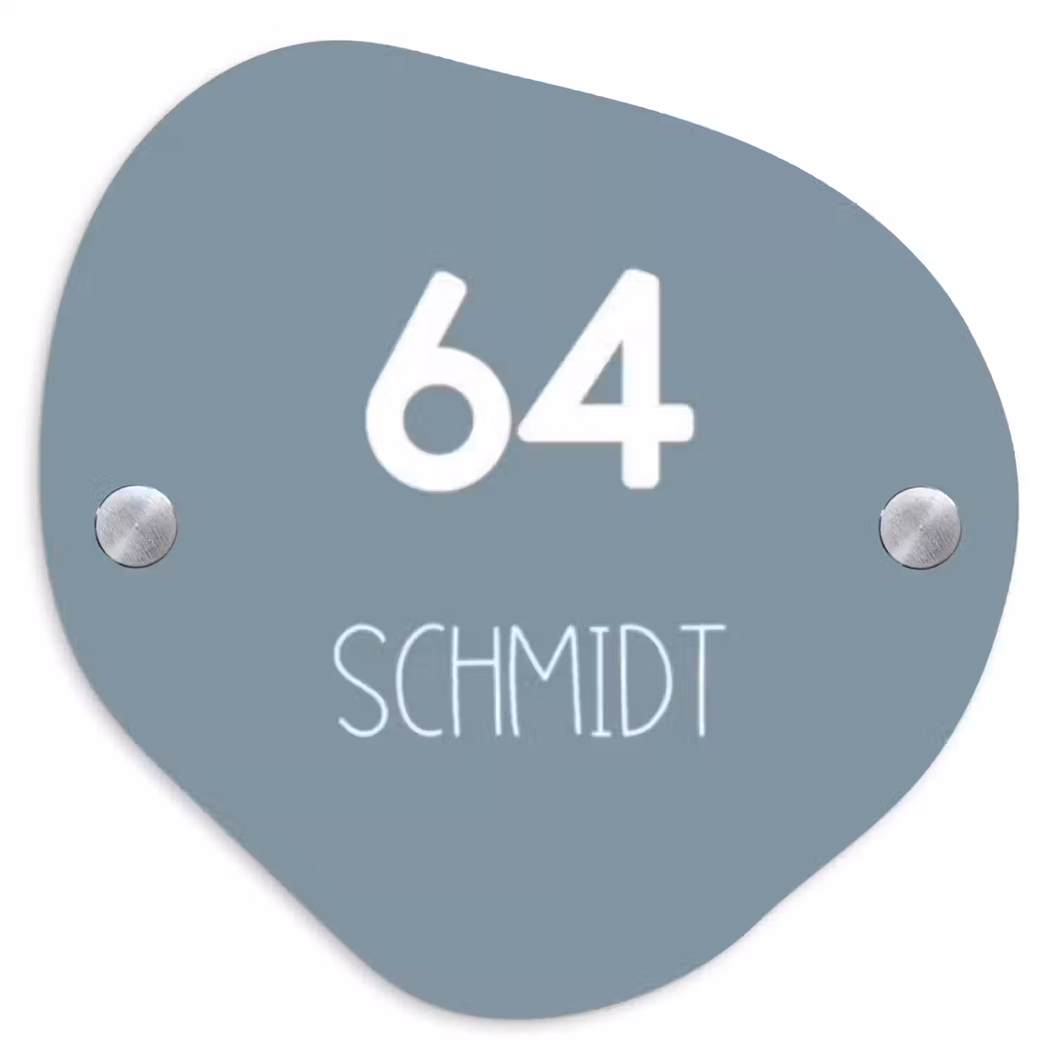 Effen blauwgrijs - Modern Naambord Organisch middel -3d