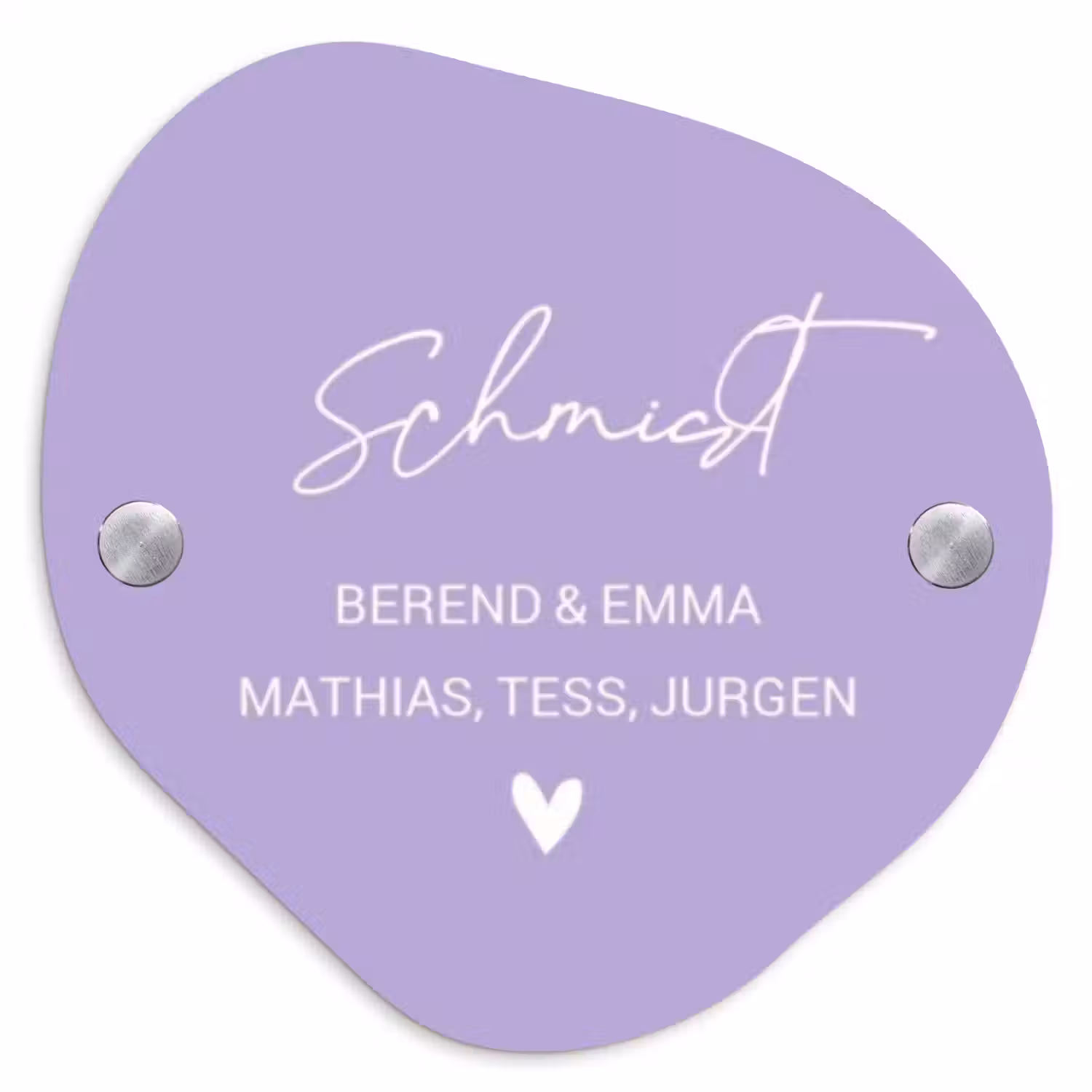 Effen - Lila - Sierlijk Naambord Organisch middel -3d