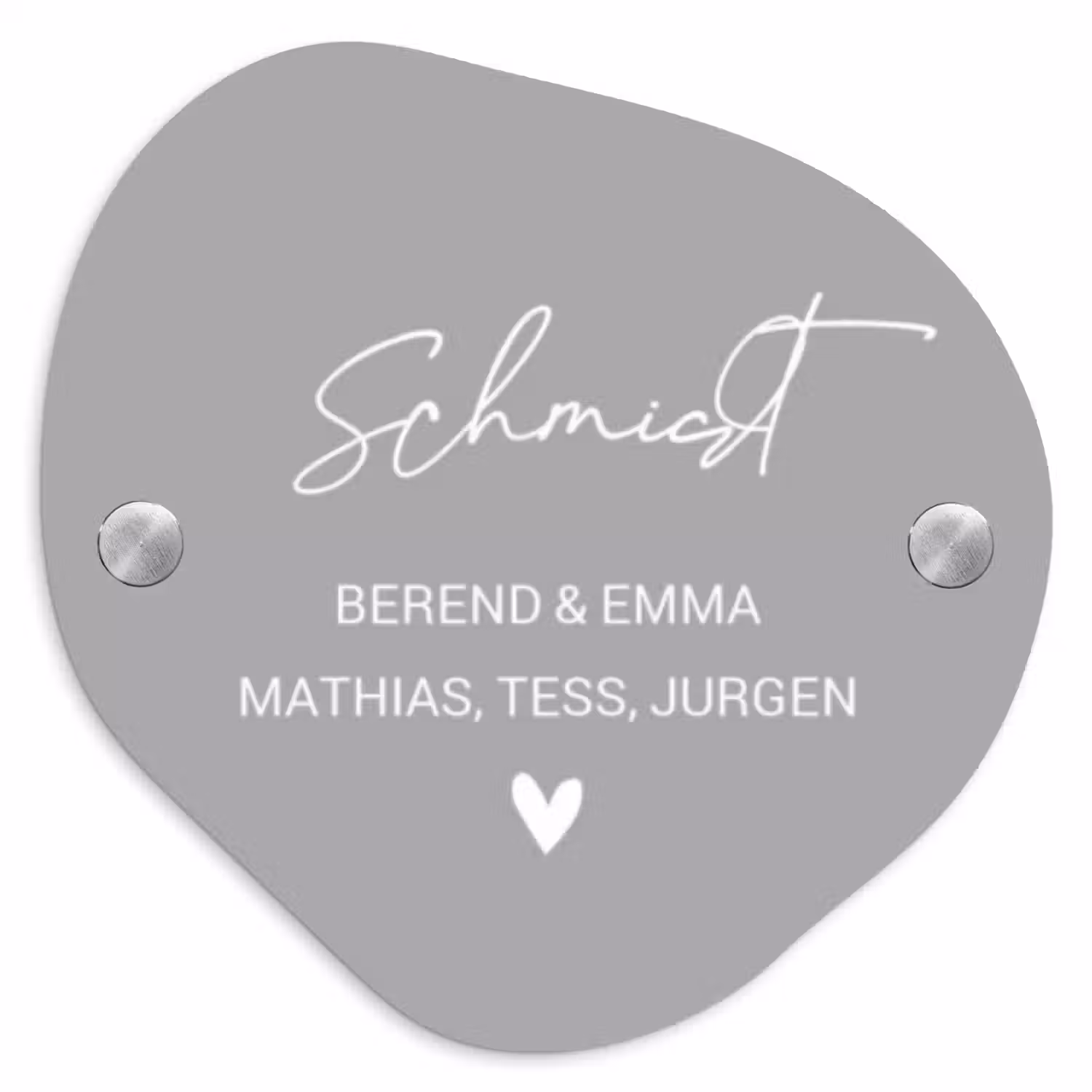 Effen lichtgrijs - Sierlijk Naambord Organisch middel -3d