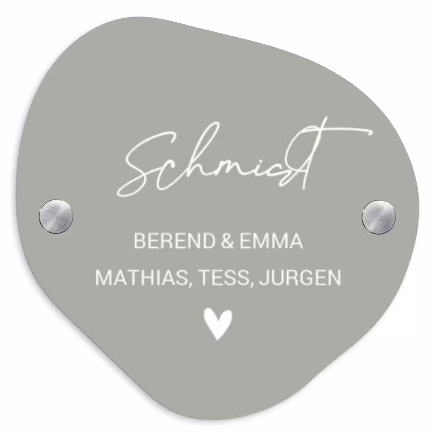 Effen lichtgrijs - Sierlijk Naambord Organisch middel -3d