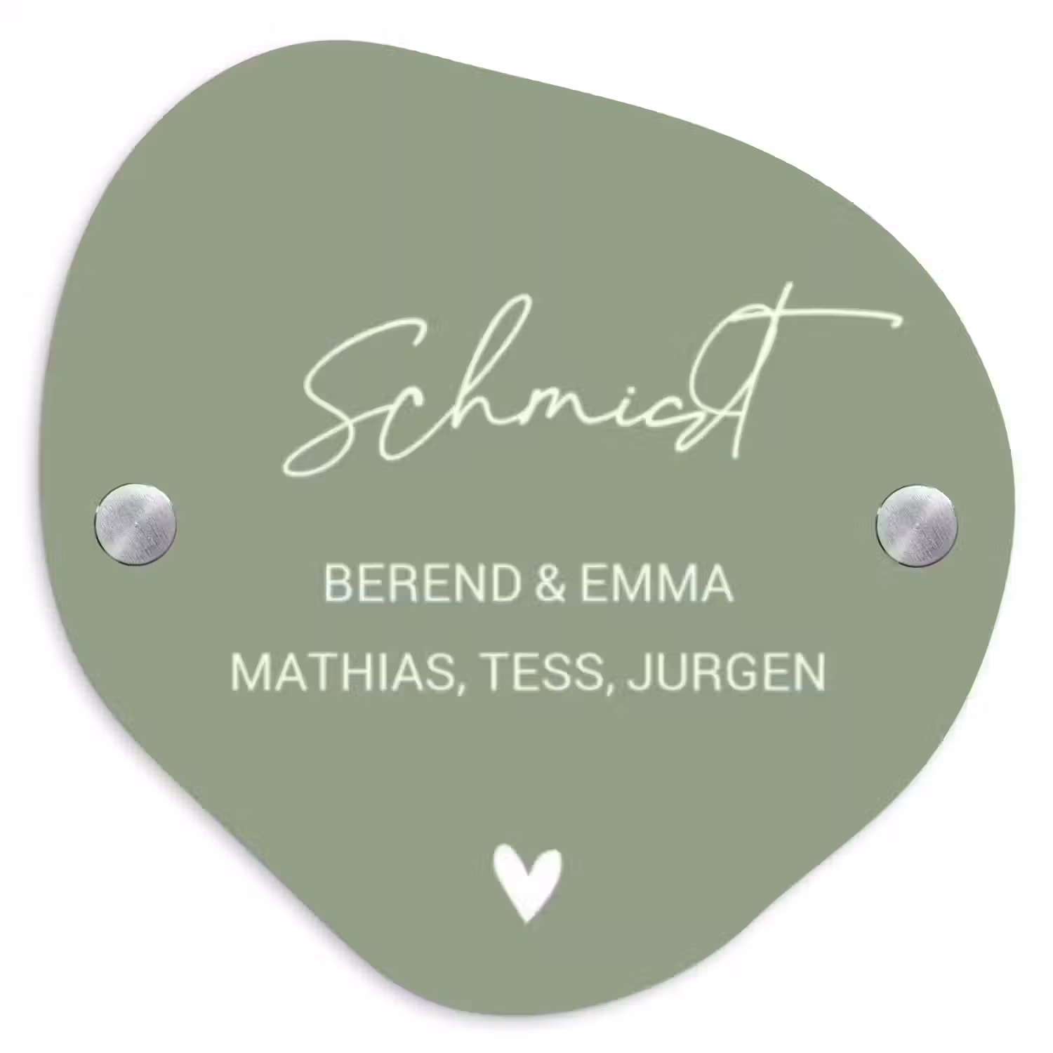 Effen olijfgroen - Sierlijk Naambord Organisch middel -3d