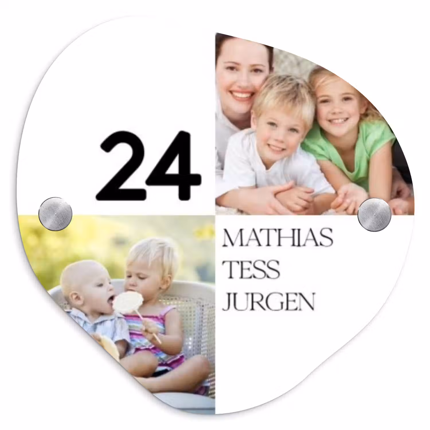 Familieportret strak - Klassiek Naambord Organisch middel -3d