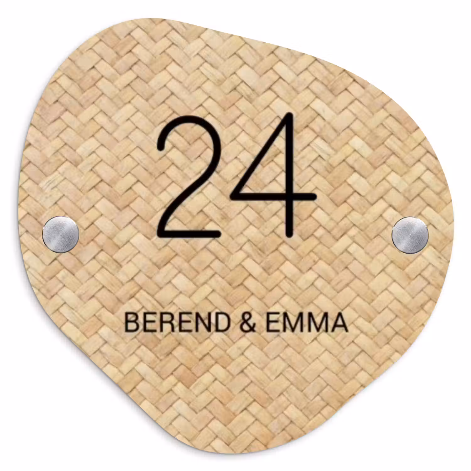 Gevlochten - Riet - Klassiek Naambord Organisch middel -3d