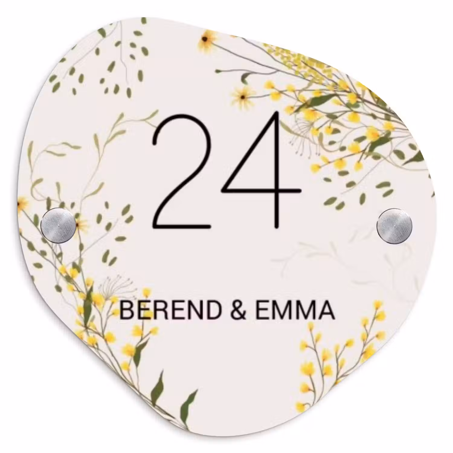 Gele bloemen - Klassiek Naambord Organisch middel -3d