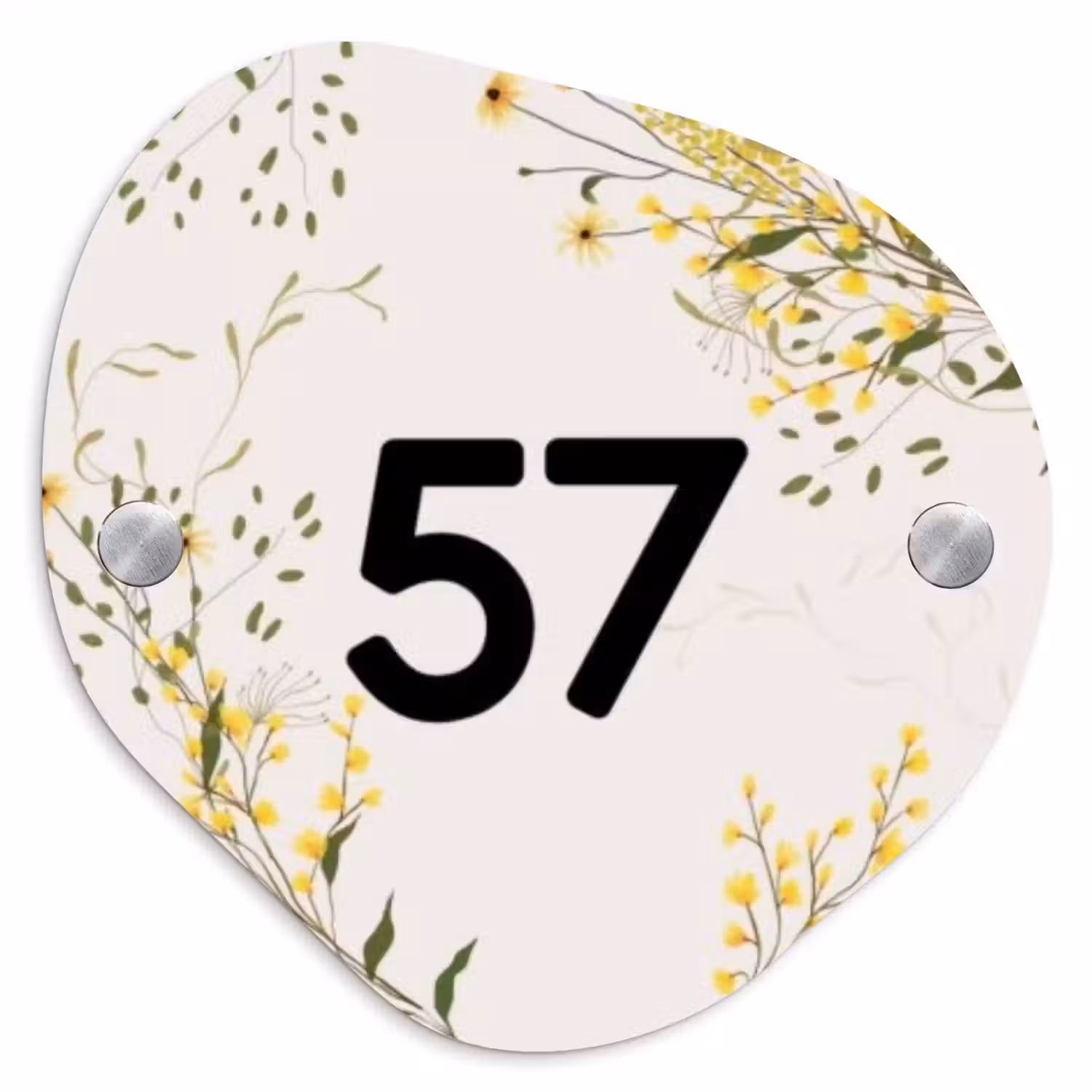 Gele bloemen - Traditioneel Naambord Organisch middel -3d