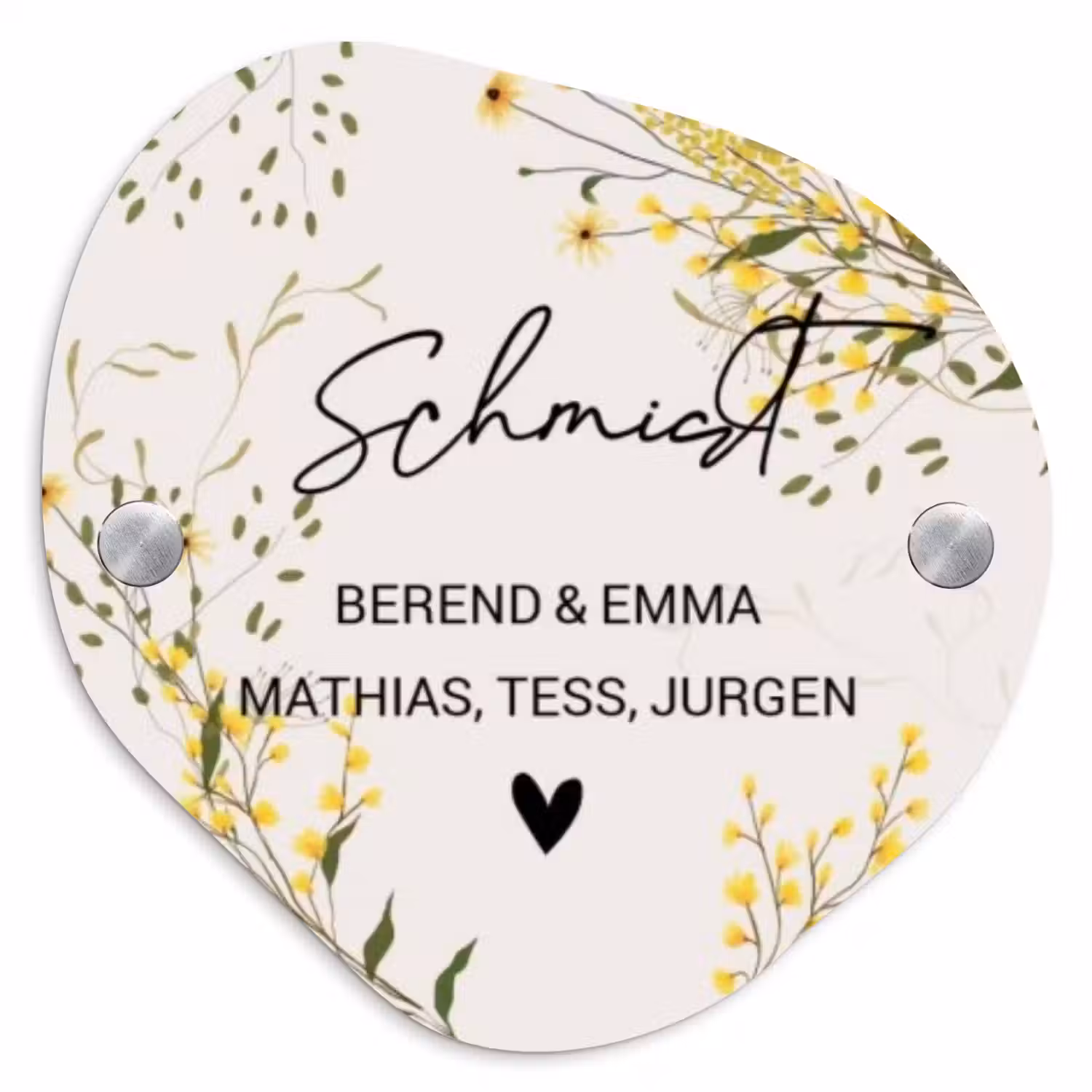 Gele bloemen - Sierlijk Naambord Organisch middel -3d