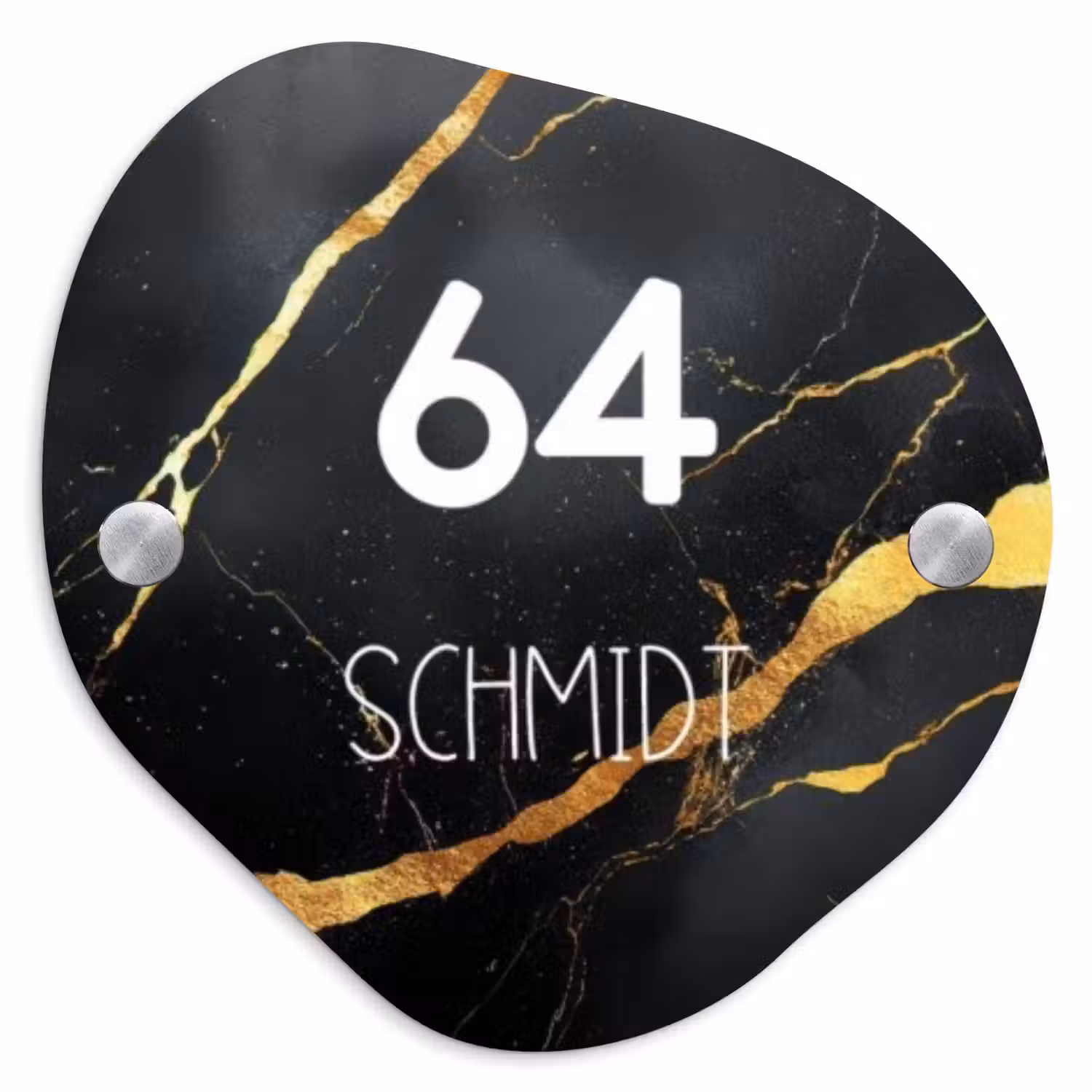 Goud zwart marmer - Modern Naambord Organisch middel -3d