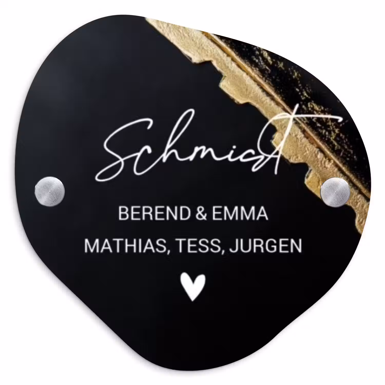 Gouden hoek - Sierlijk Naambord Organisch middel -3d