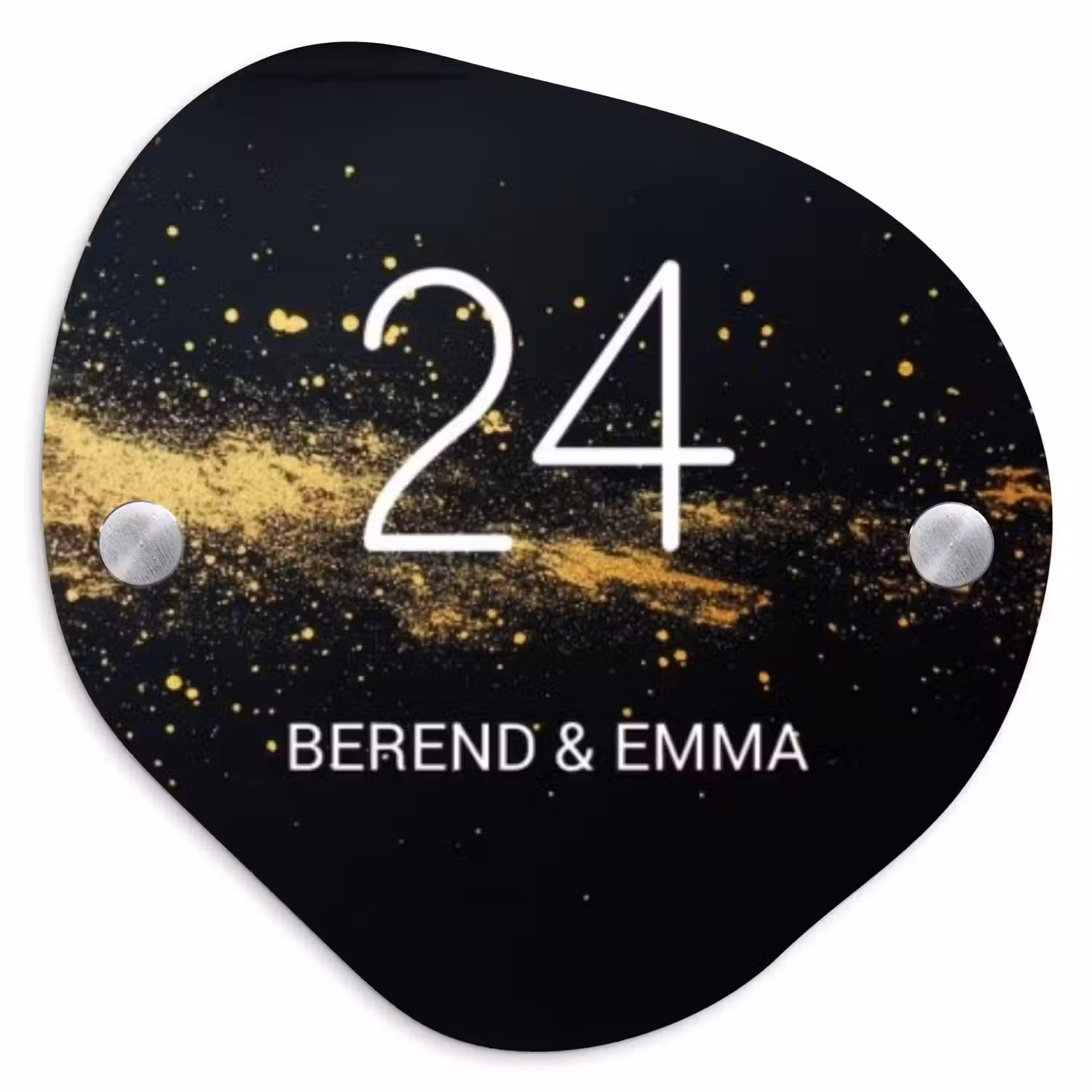 Gouden verfspatten - Klassiek Naambord Organisch middel -3d