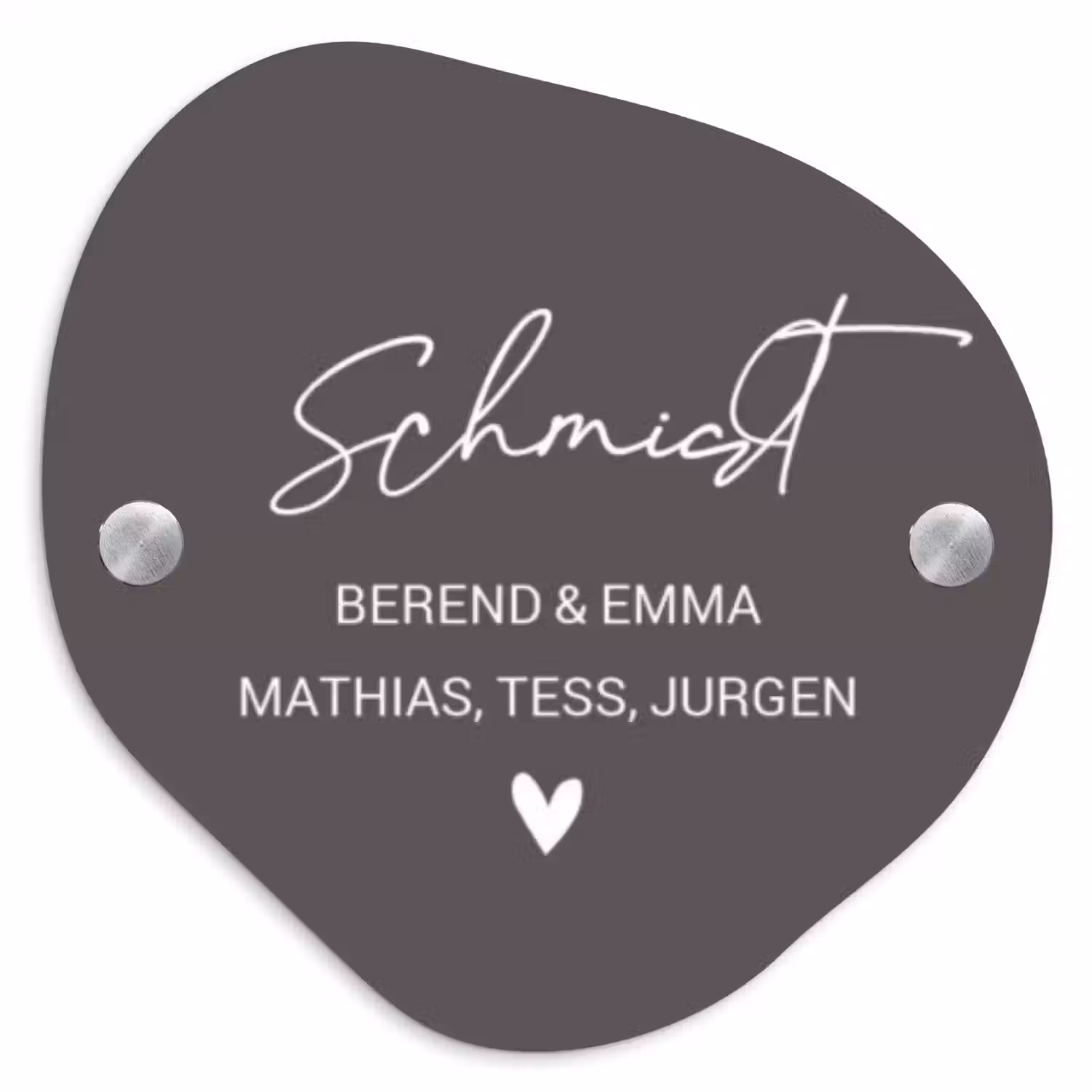 Grijs - Sierlijk Naambord Organisch middel -3d
