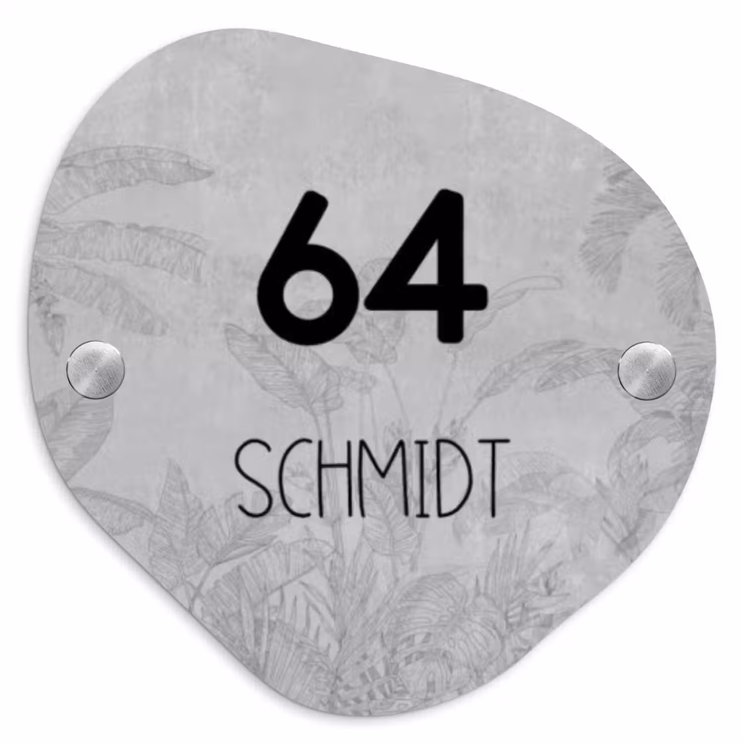 Grijs botanisch patroon - Modern Naambord Organisch middel -3d