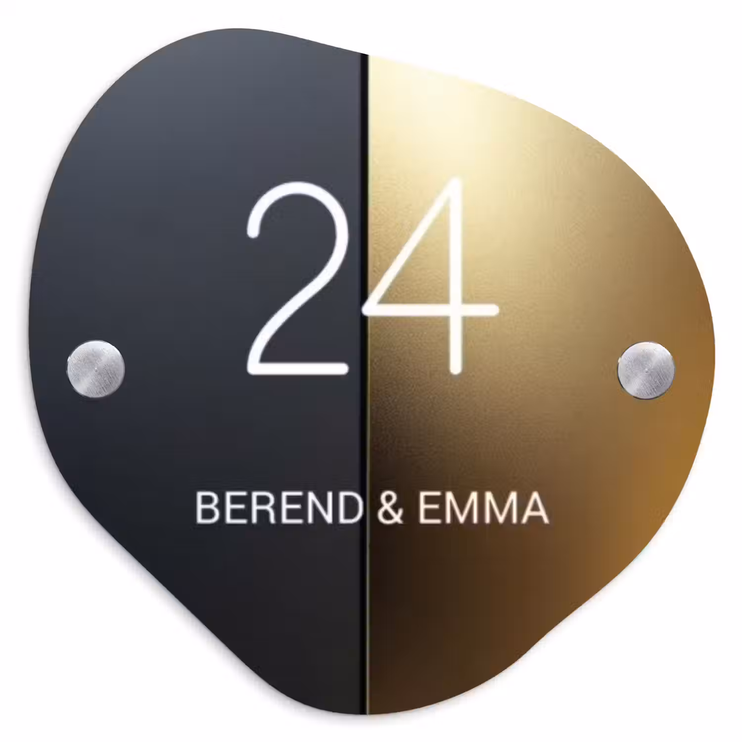 Half goud zwart - Klassiek Naambord Organisch middel -3d
