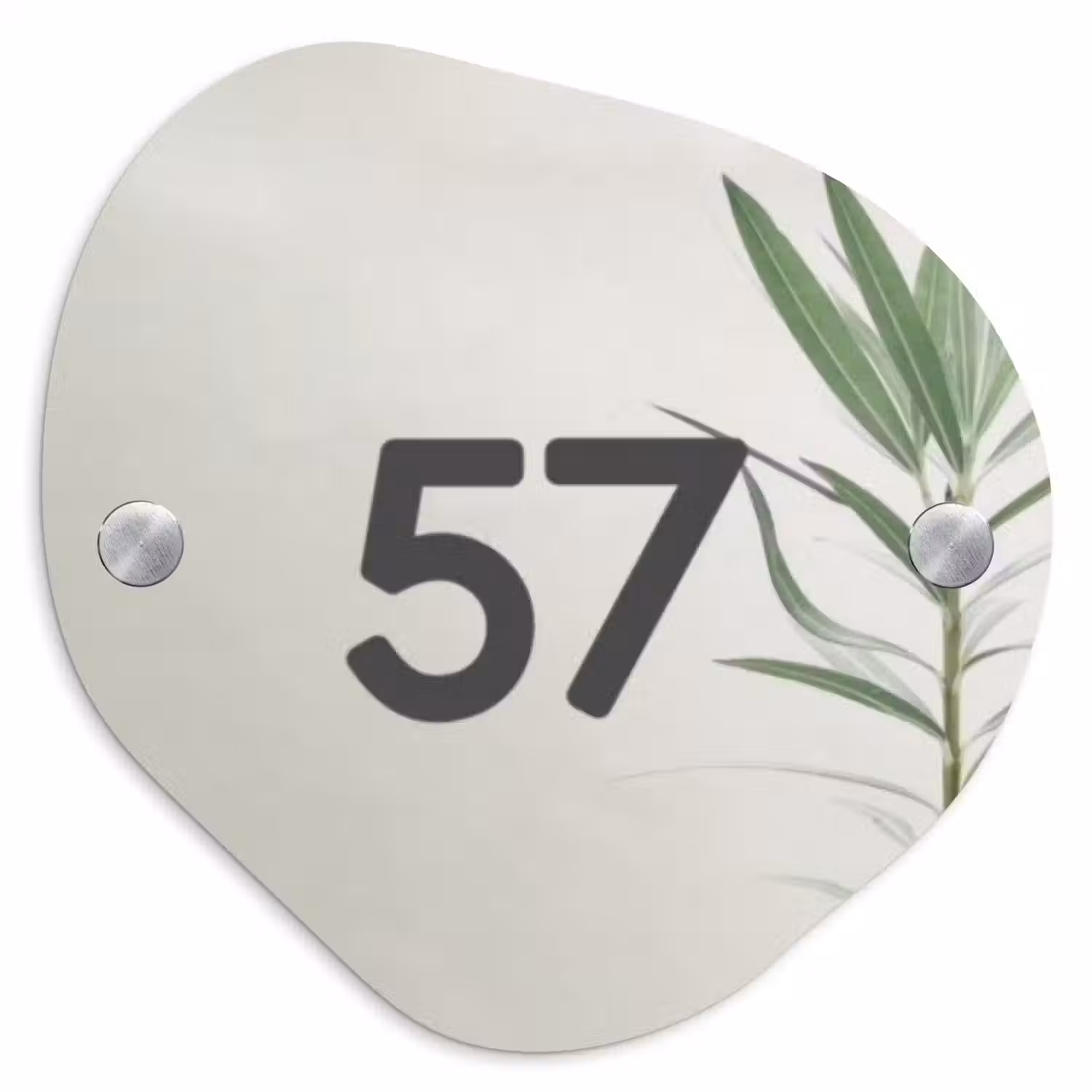 Lichtbeige met plant - Traditioneel Naambord Organisch middel -3d