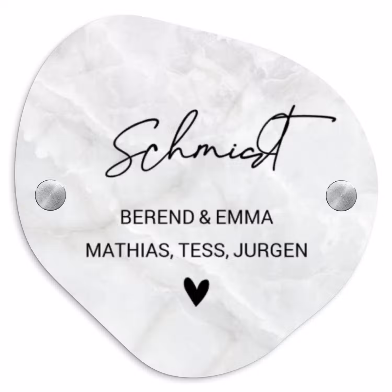 Lichtgrijs marmer - Sierlijk Naambord Organisch middel -3d