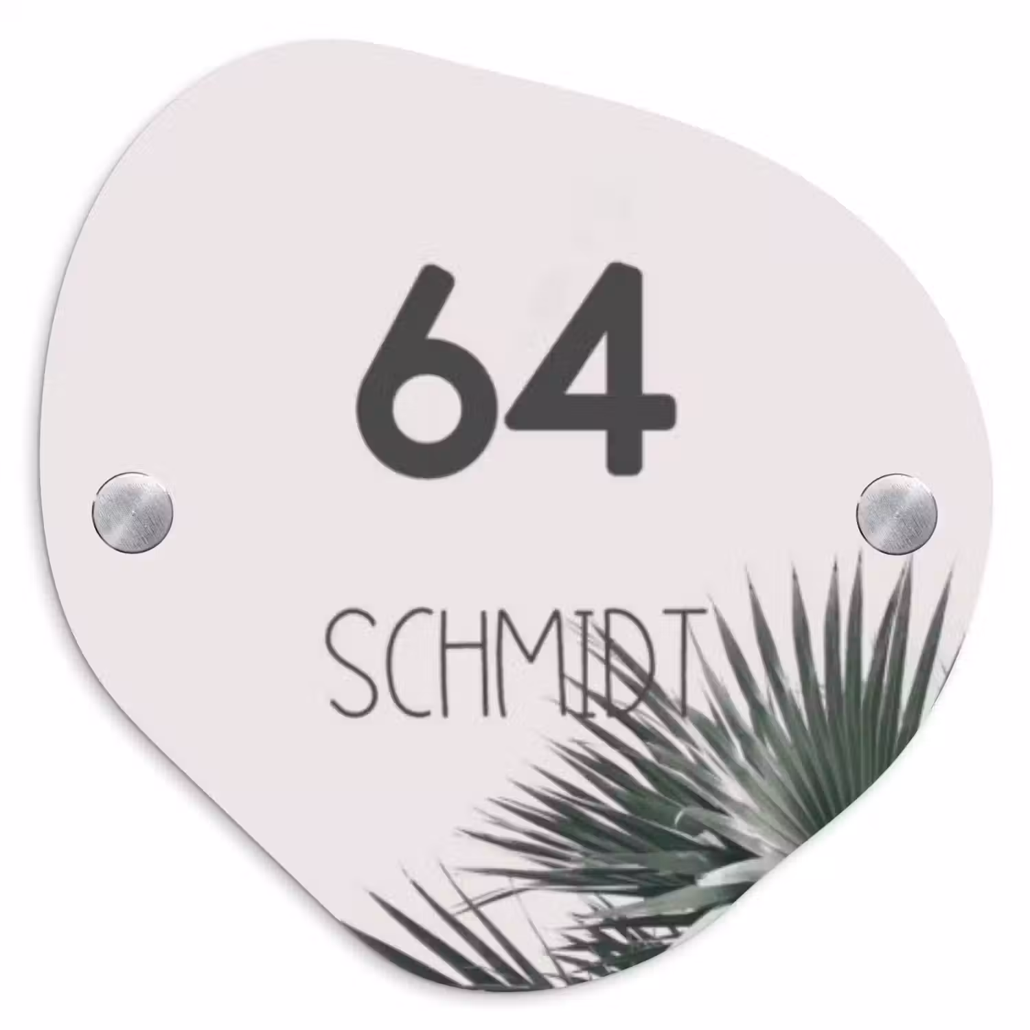 Lichtroze met palmblad - Modern Naambord Organisch middel -3d