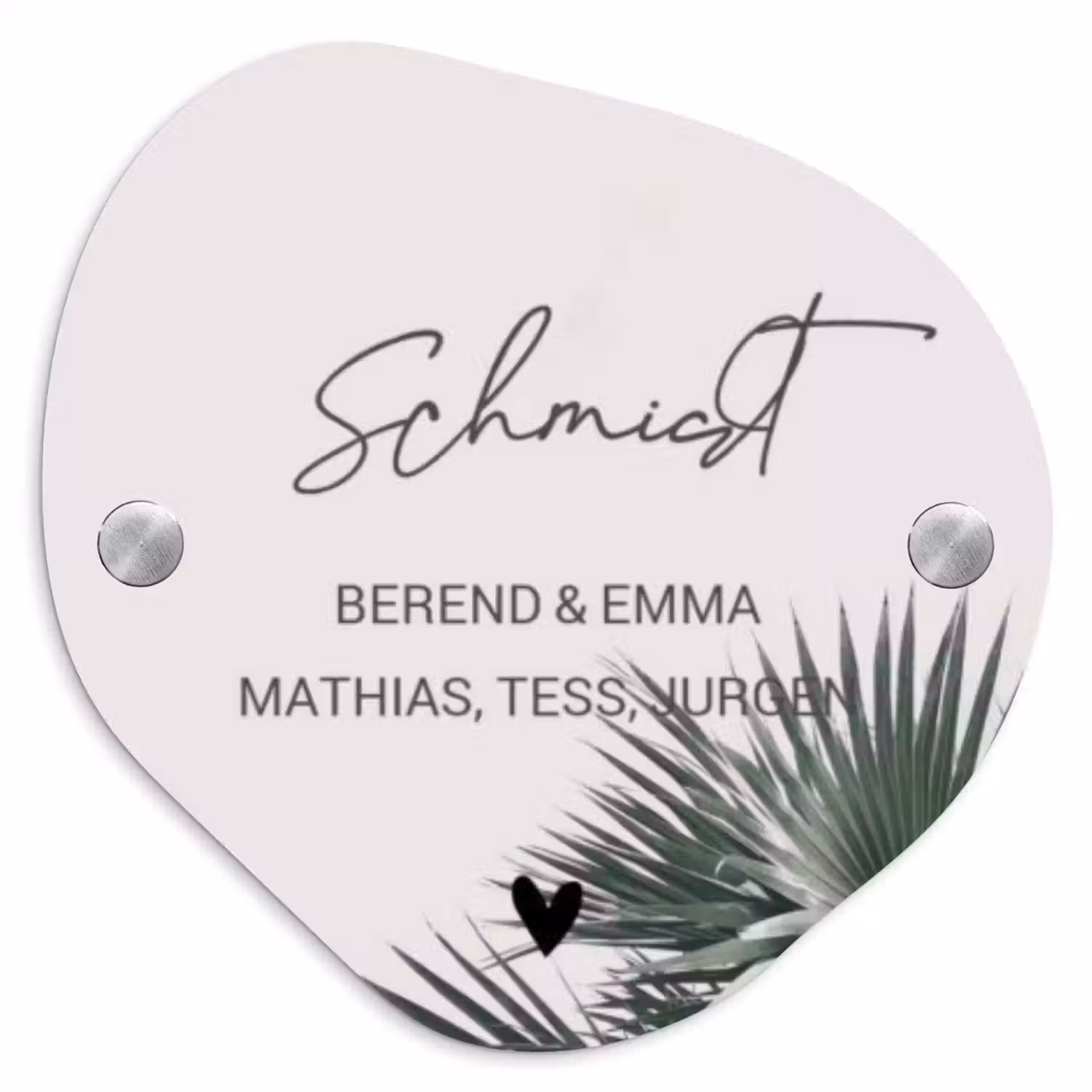 Lichtroze met palmblad - Sierlijk Naambord Organisch middel -3d