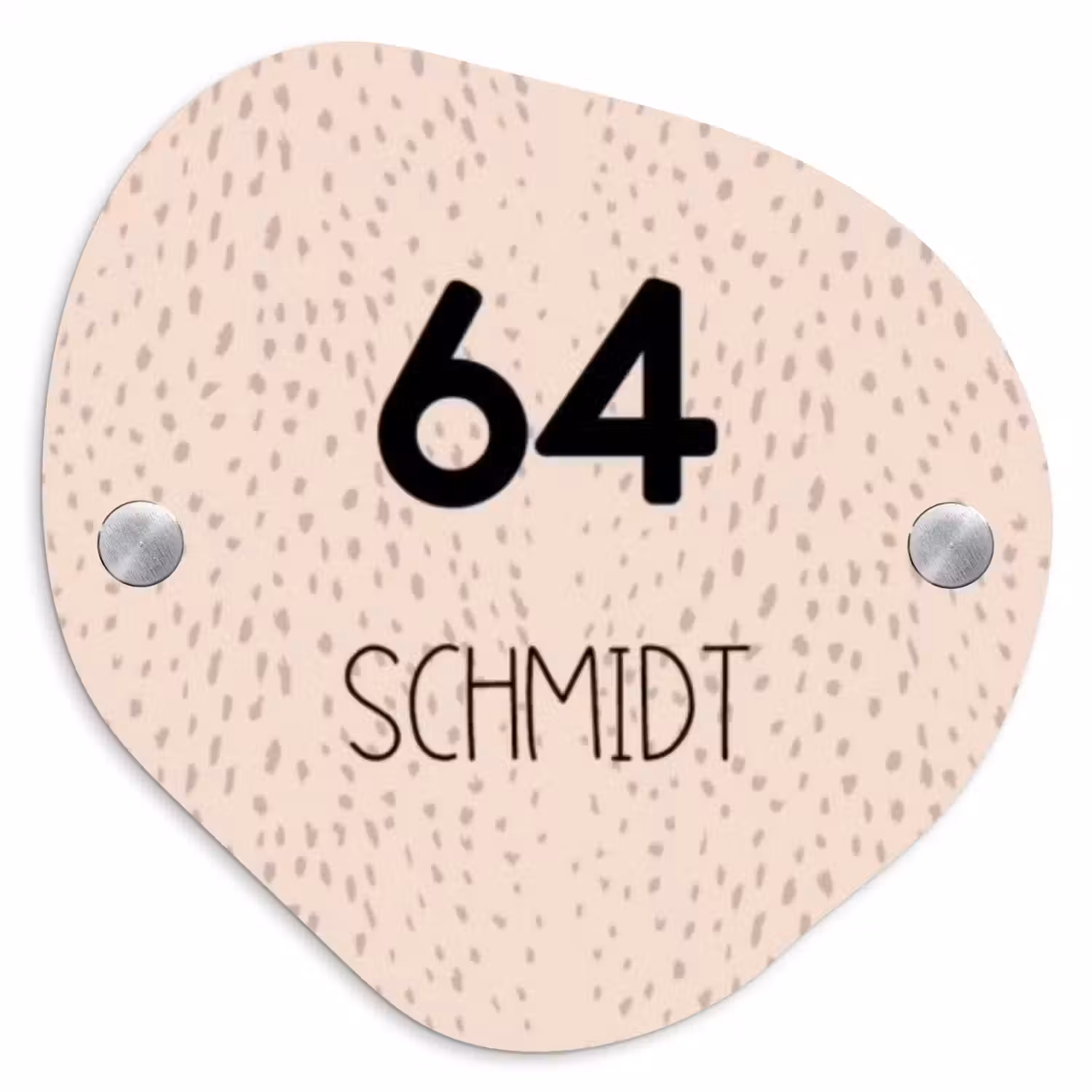 Lichtroze met stippen - Modern Naambord Organisch middel -3d