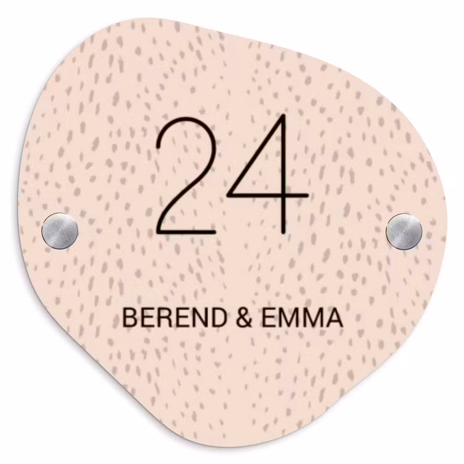 Lichtroze met stippen - Klassiek Naambord Organisch middel -3d