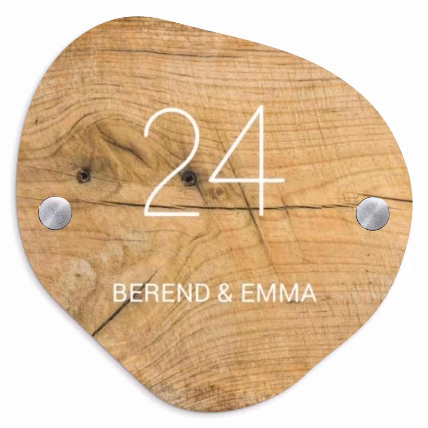 Hout - Klassiek Naambord Organisch middel -3d